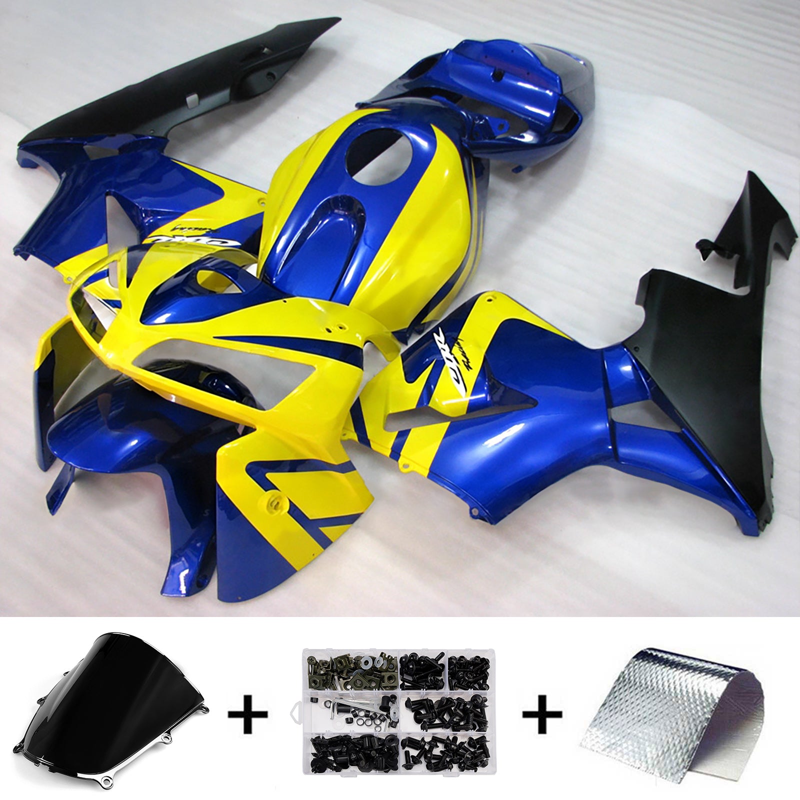 Amotopart 2005-2006 Honda CBR600RR Yellow Blue Fairing Kit