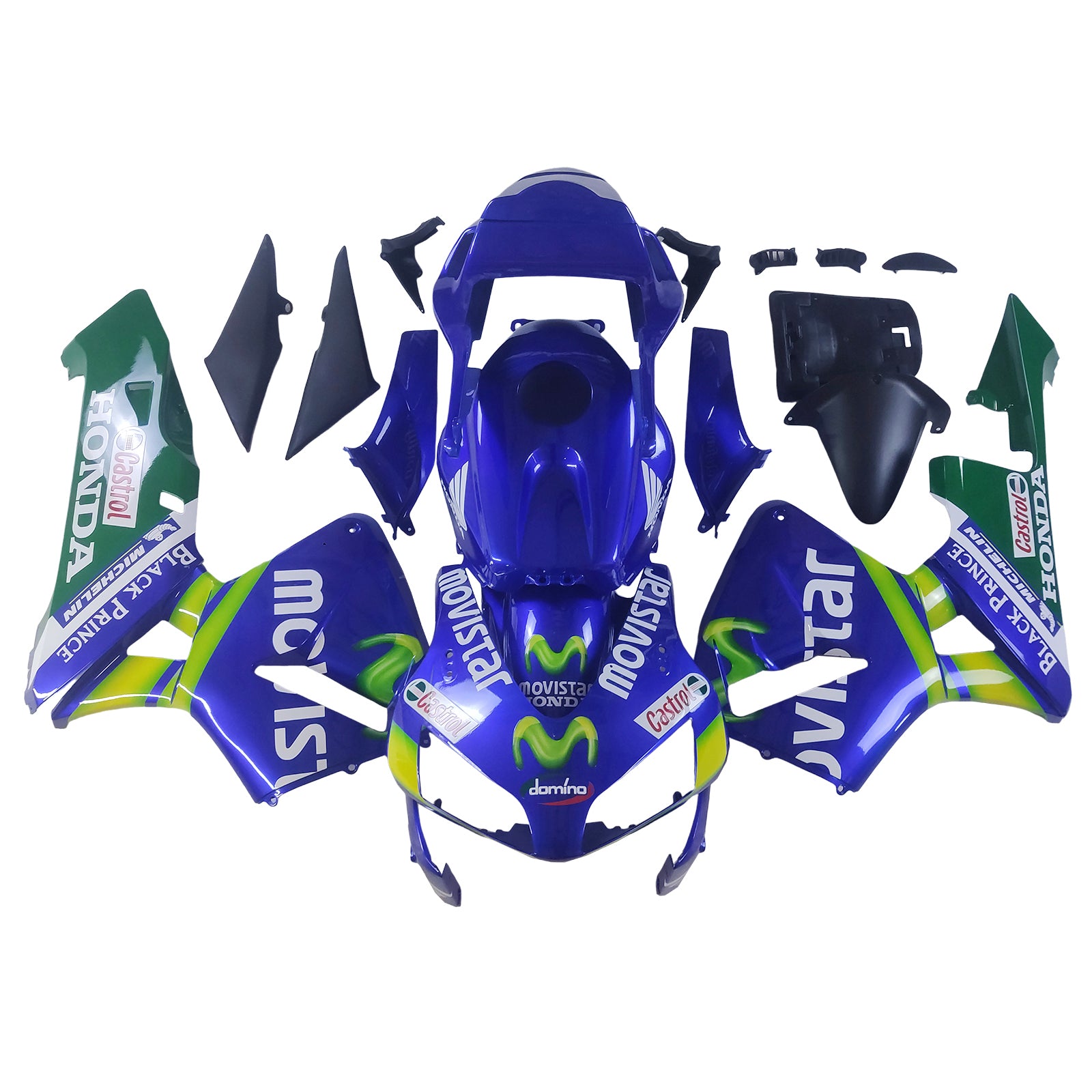 Amotopart 2003-2004 Honda CBR600RR Blue White Green Fairing Kit