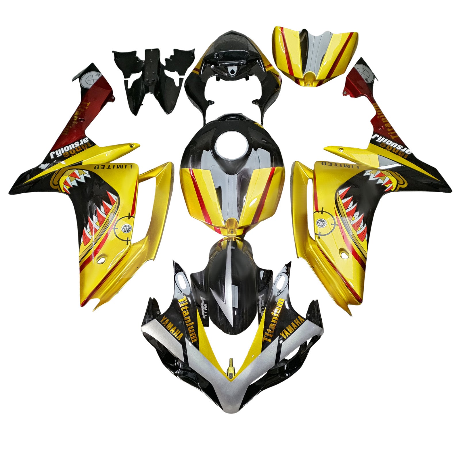 Amotopart 2007-2008 Yamaha YZF-R1 Black Yellow Fairing Kit