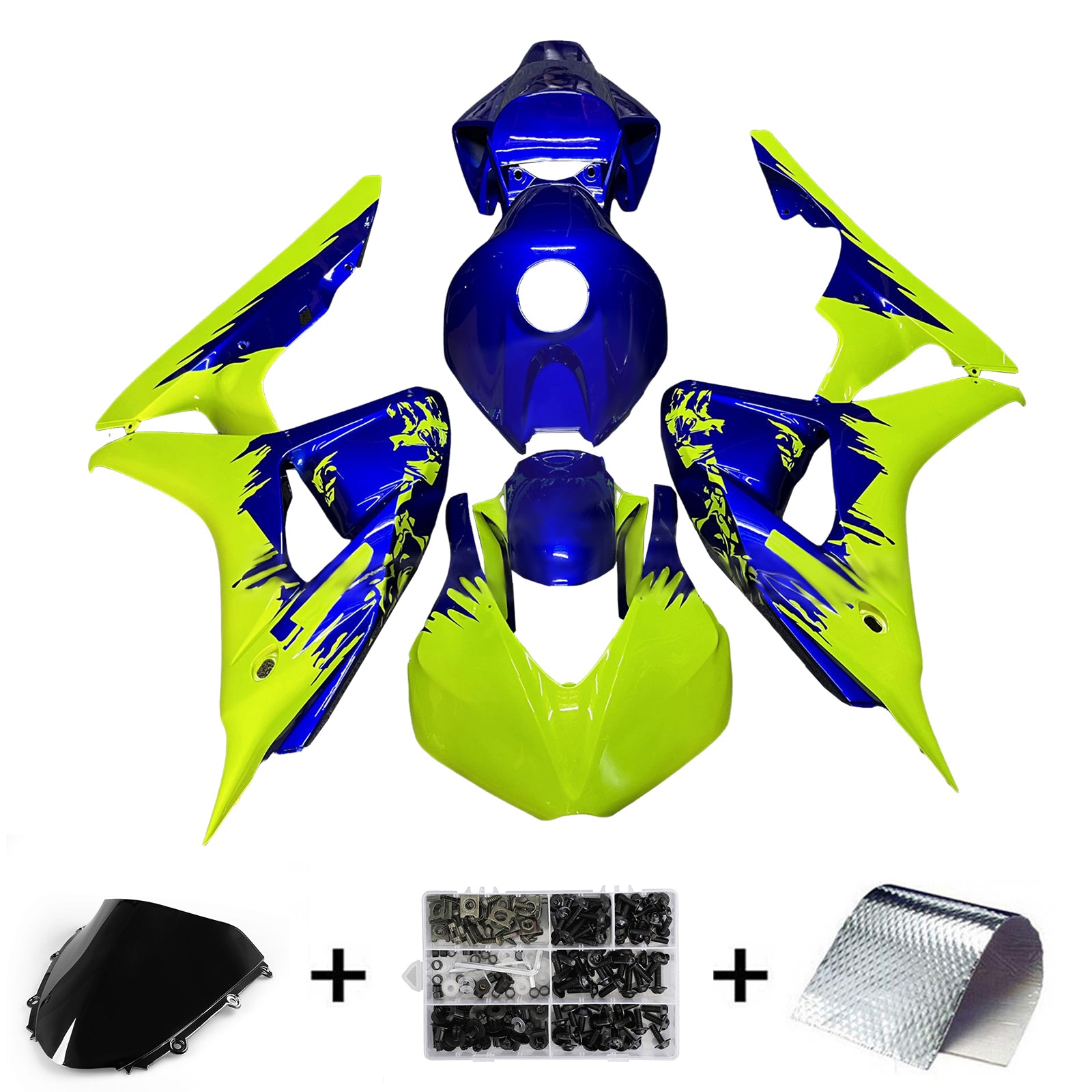 Amotopart 2006-2007 Honda CBR1000rr Kit de carénage vert fluorescent bleu