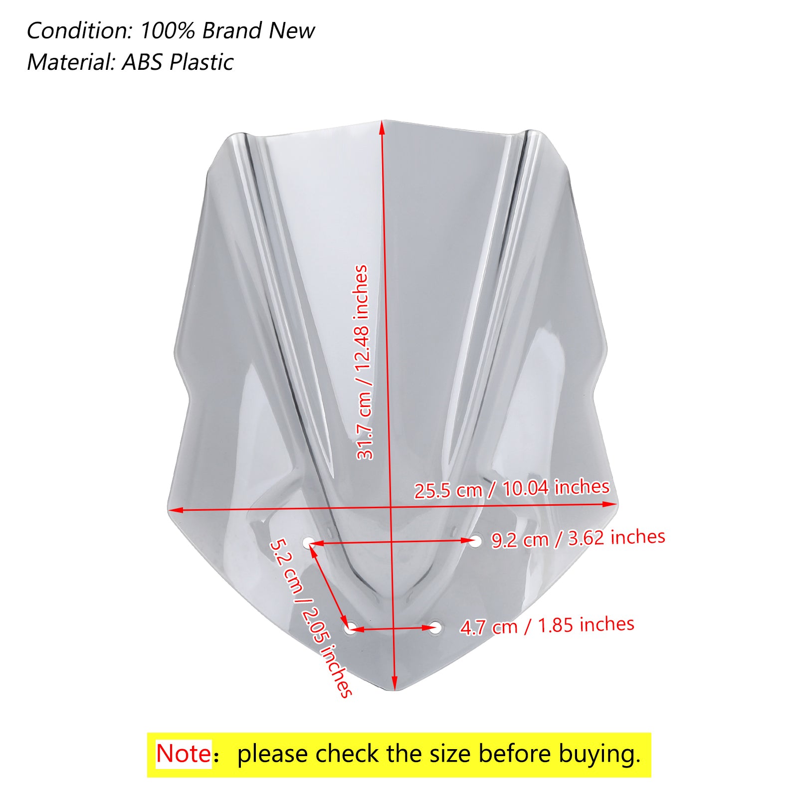 ABS Motorcykel vindrutan vindruta för Yamaha MT125 2015-2019 Gray