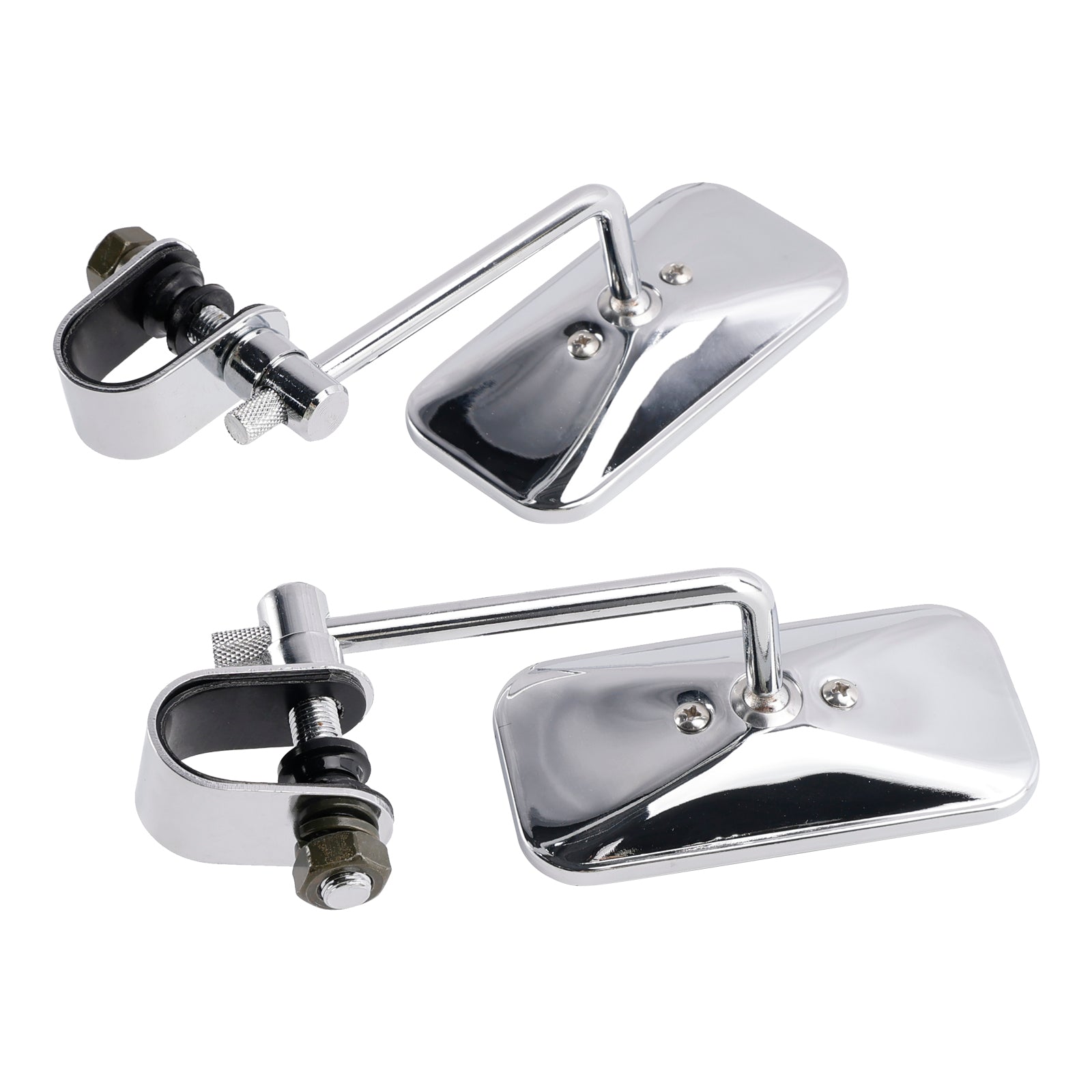 Old School Style Rectangular Clamp-On Motorcykelspeglar Chrome Brattstyle