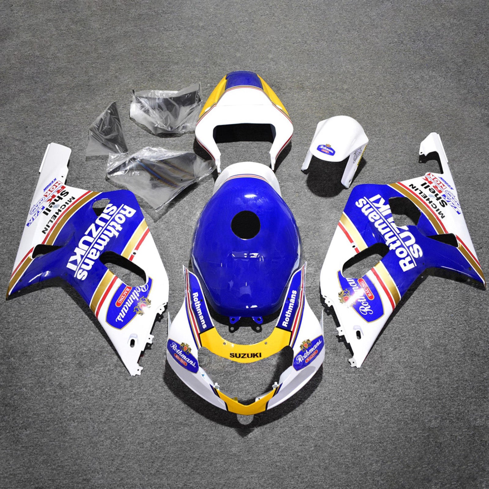 Amotopart Suzuki 2001-2003 GSXR 600 2000-2003 GSXR 750 Blue White Yellow Fairing Kit