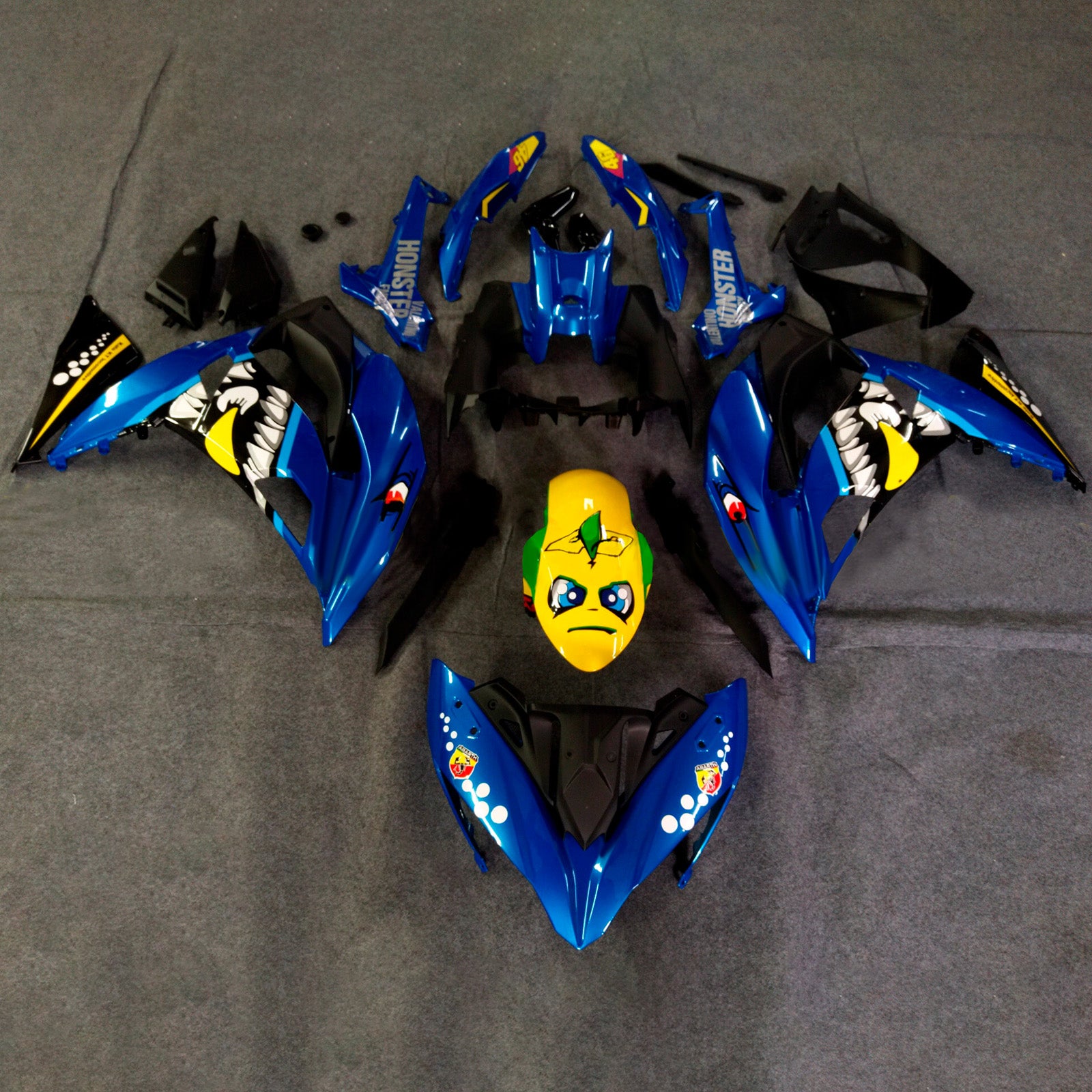 Amotopart 2017-2019 Kawasaki ER6F/Ninja650R Blue Yellow Black Fairing Kit