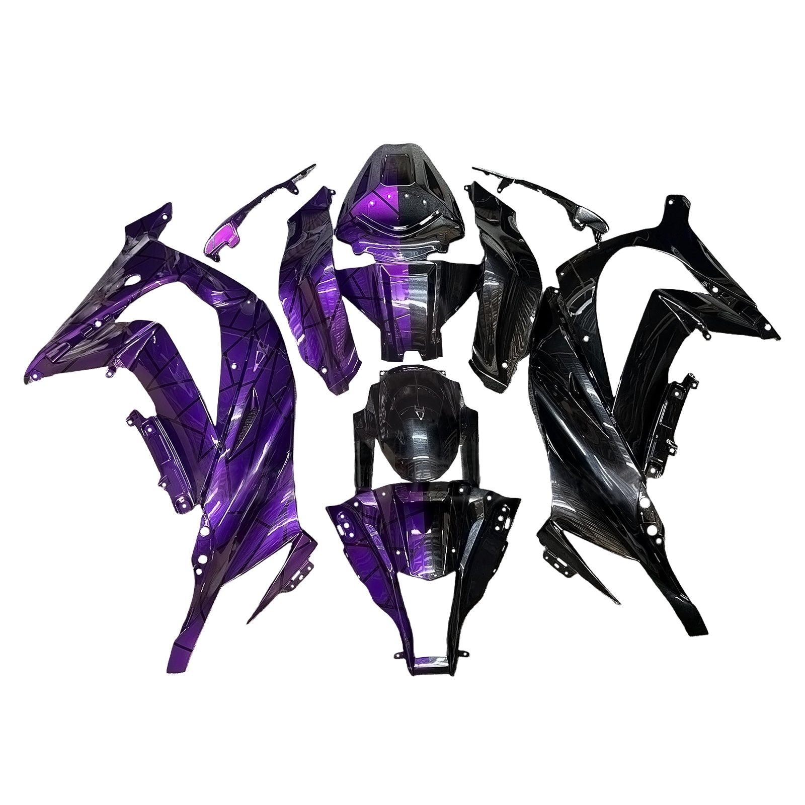 Amotopart 2011-2015 Kawasaki ZX10R Purple Black Fairing Kit