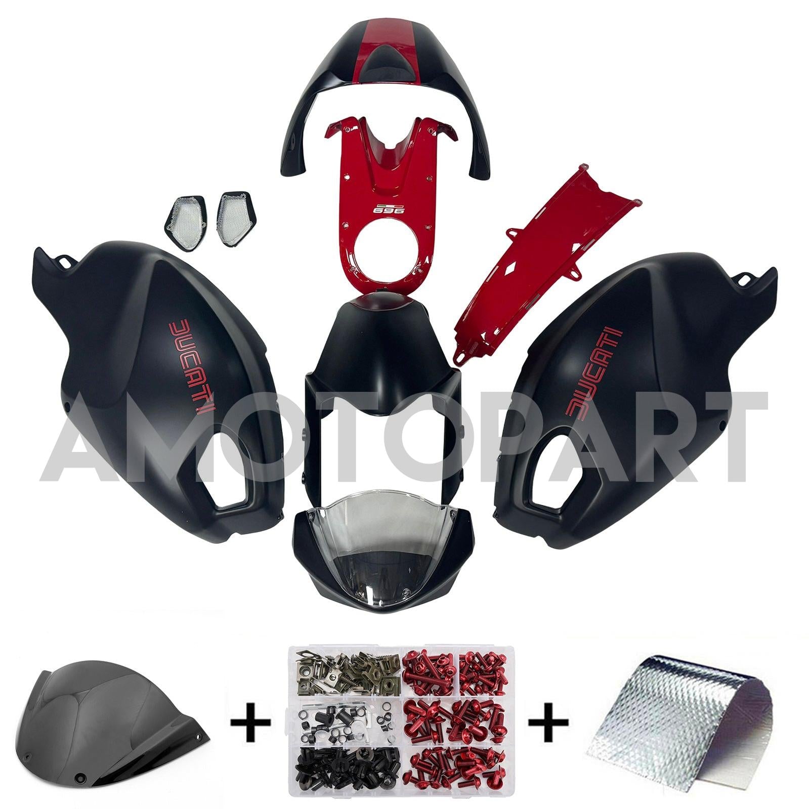 Amotopart All Years Ducati Monster 696/796/1100 S EVO White Red Fairing Kit