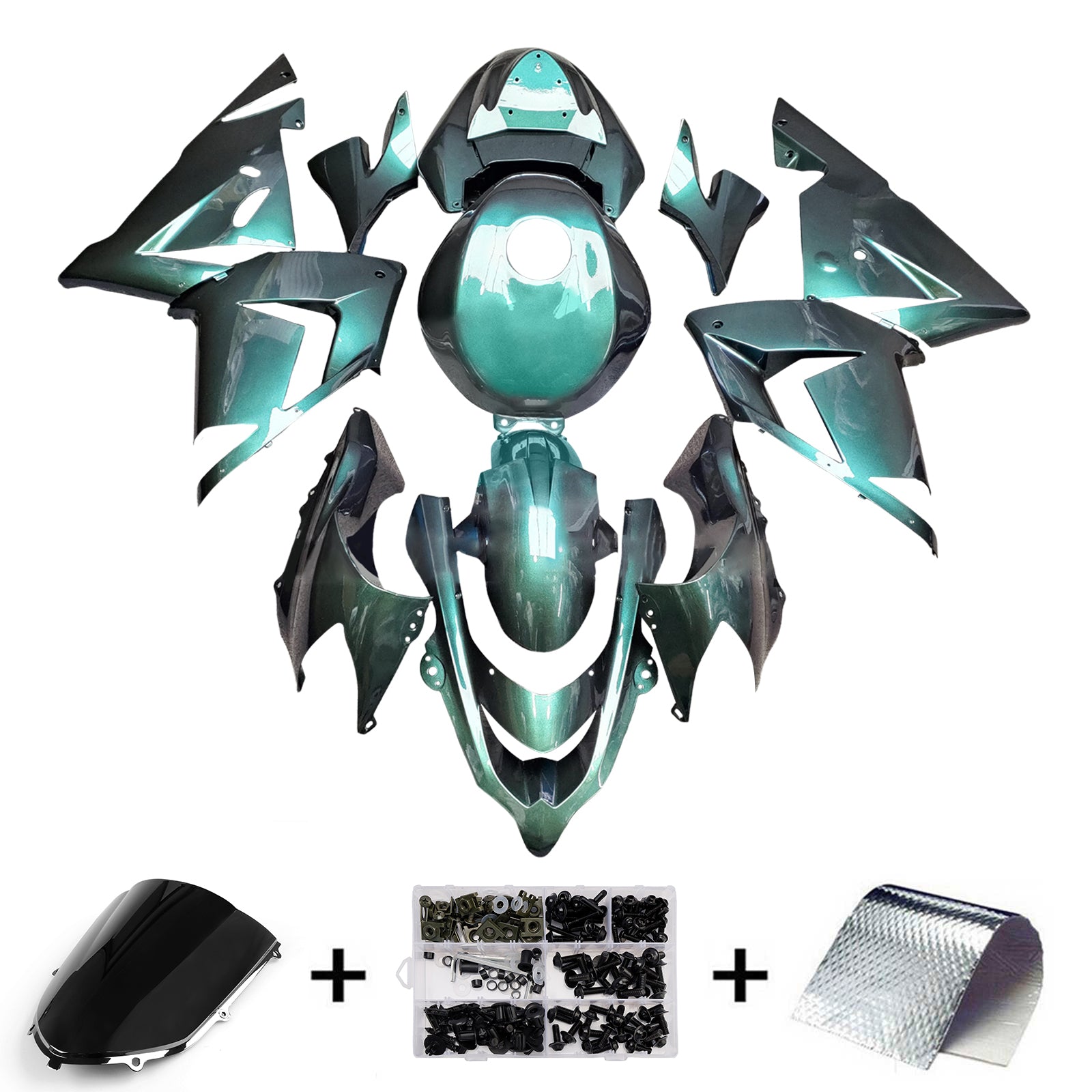 Amotopart 2004-2005 Kawasaki ZX10R Turquoise Fairing Kit
