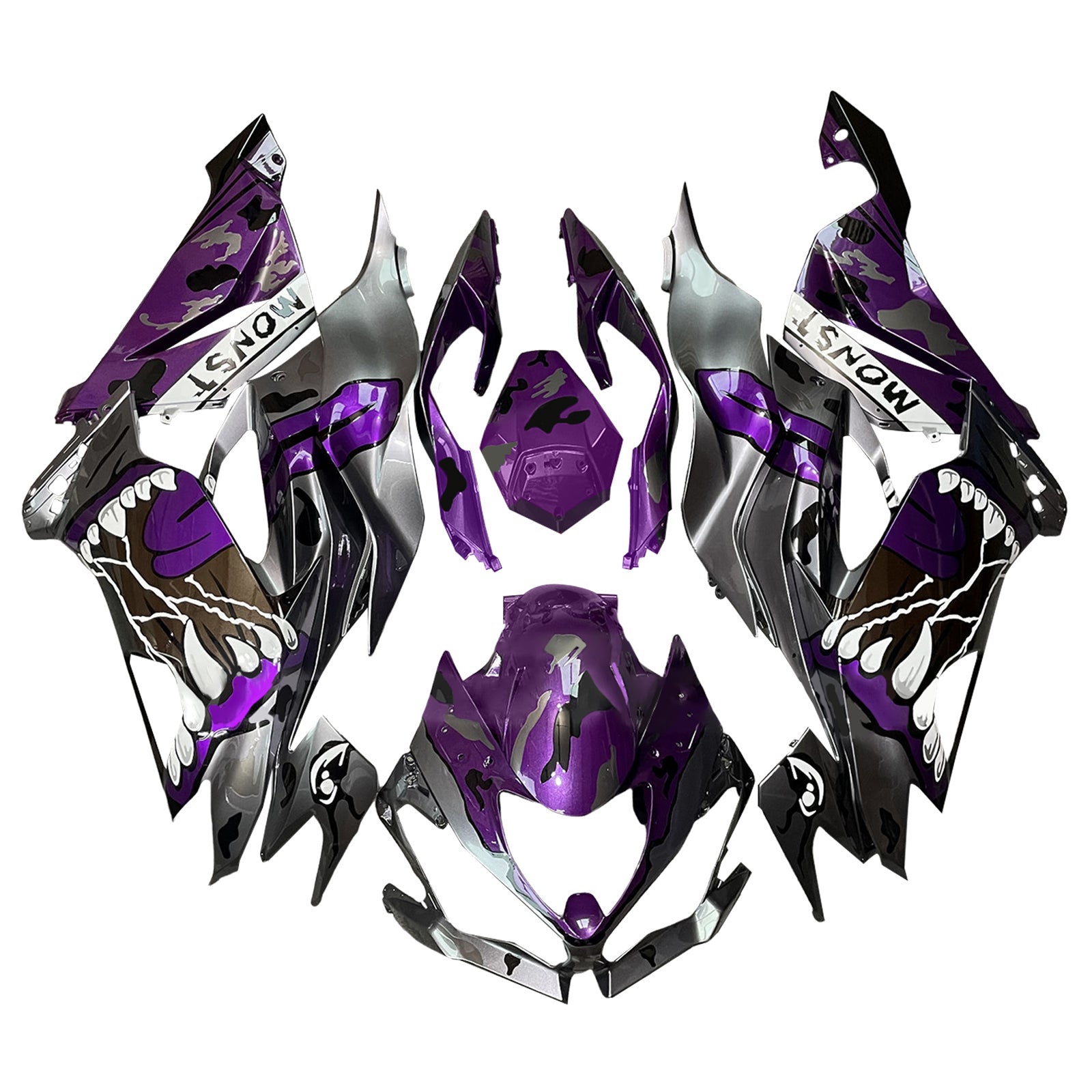 Amotopart 2019-2023 Kawasaki ZX6R Gray Purple Fairing Kit