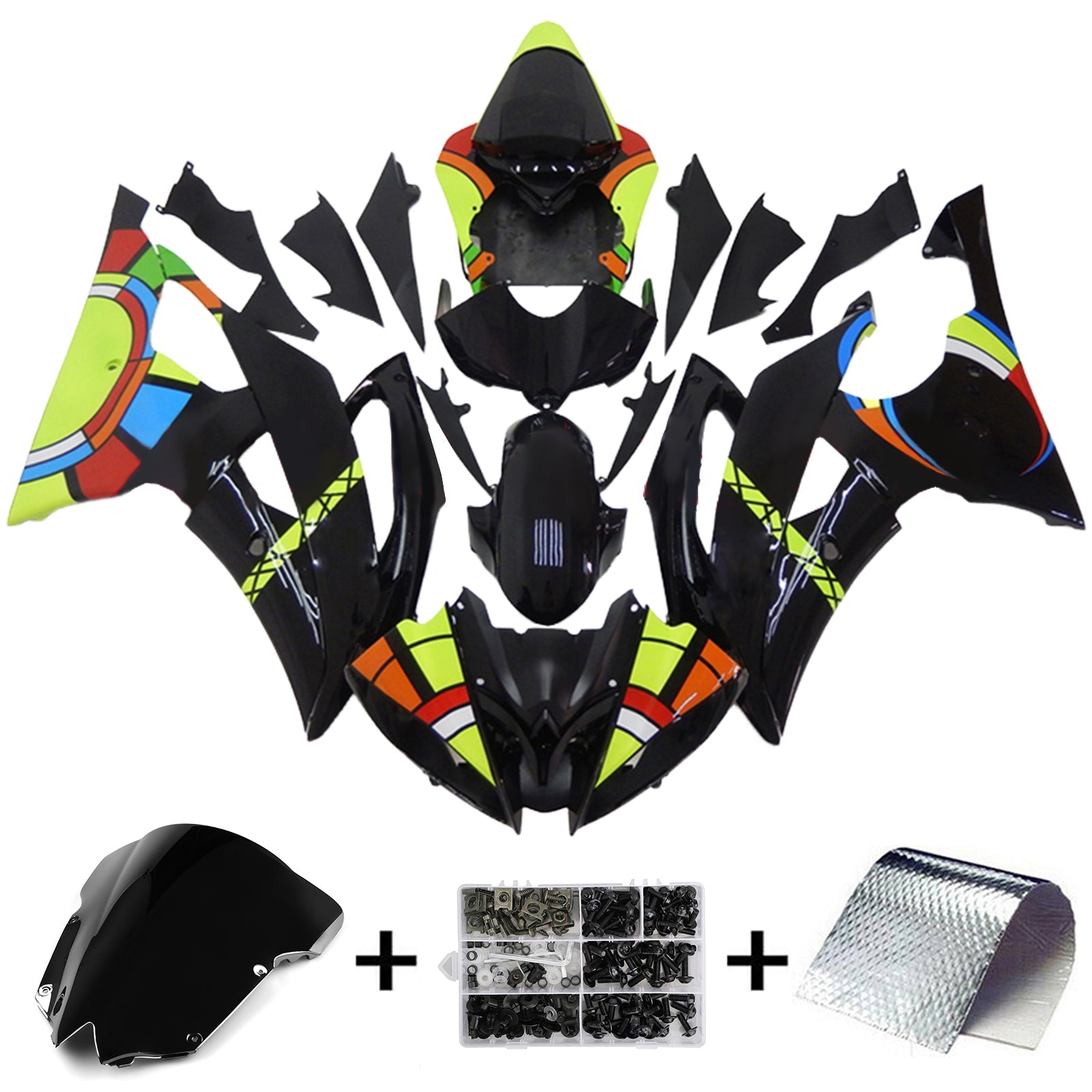 Amotopart 2008-2016 Yamaha YZF 600 R6 Black Fairing Kit Body & Frame