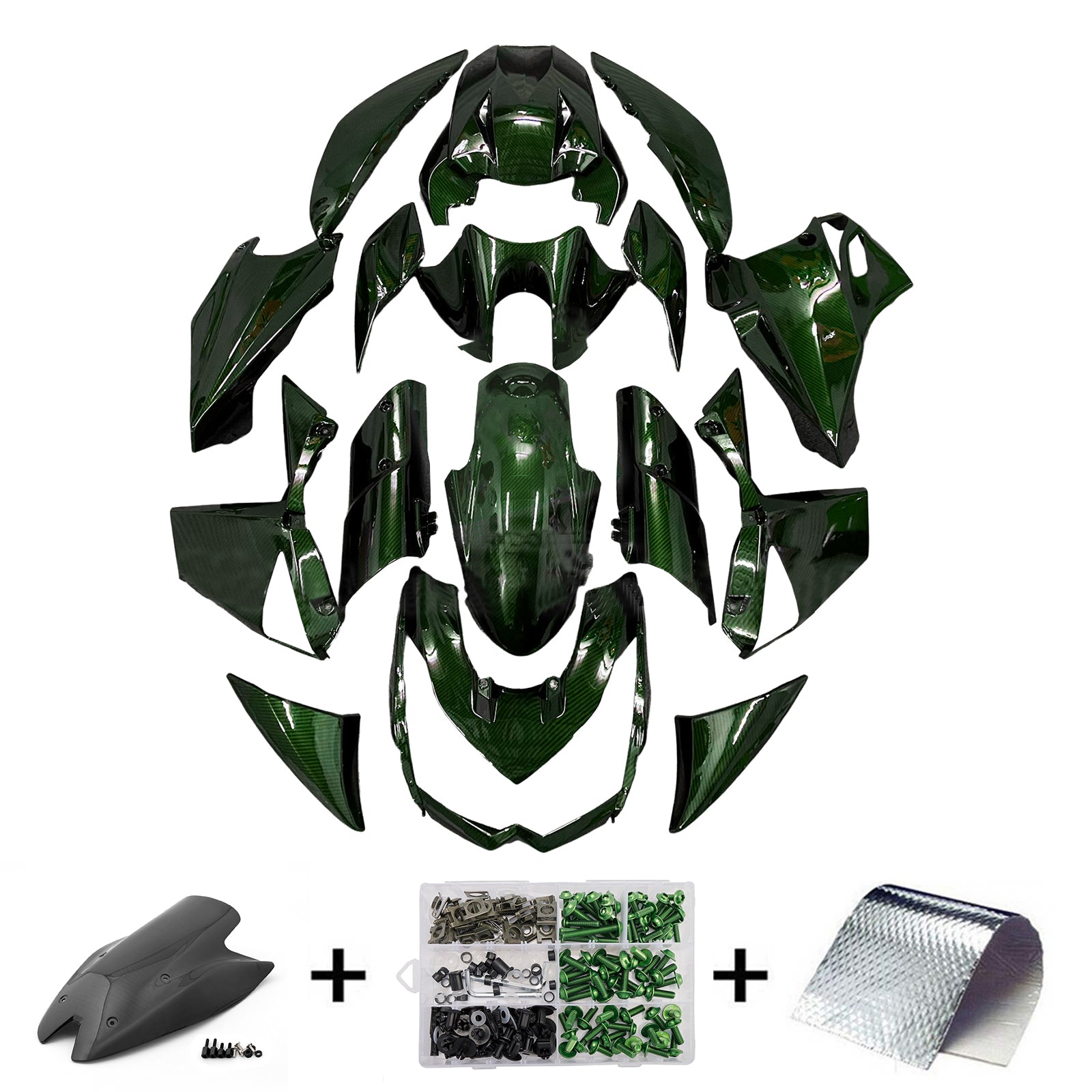 Amotopart 2010-2013 Kawasaki Z1000 Dark Green Carbon Fiber Pattern Fairing Kit