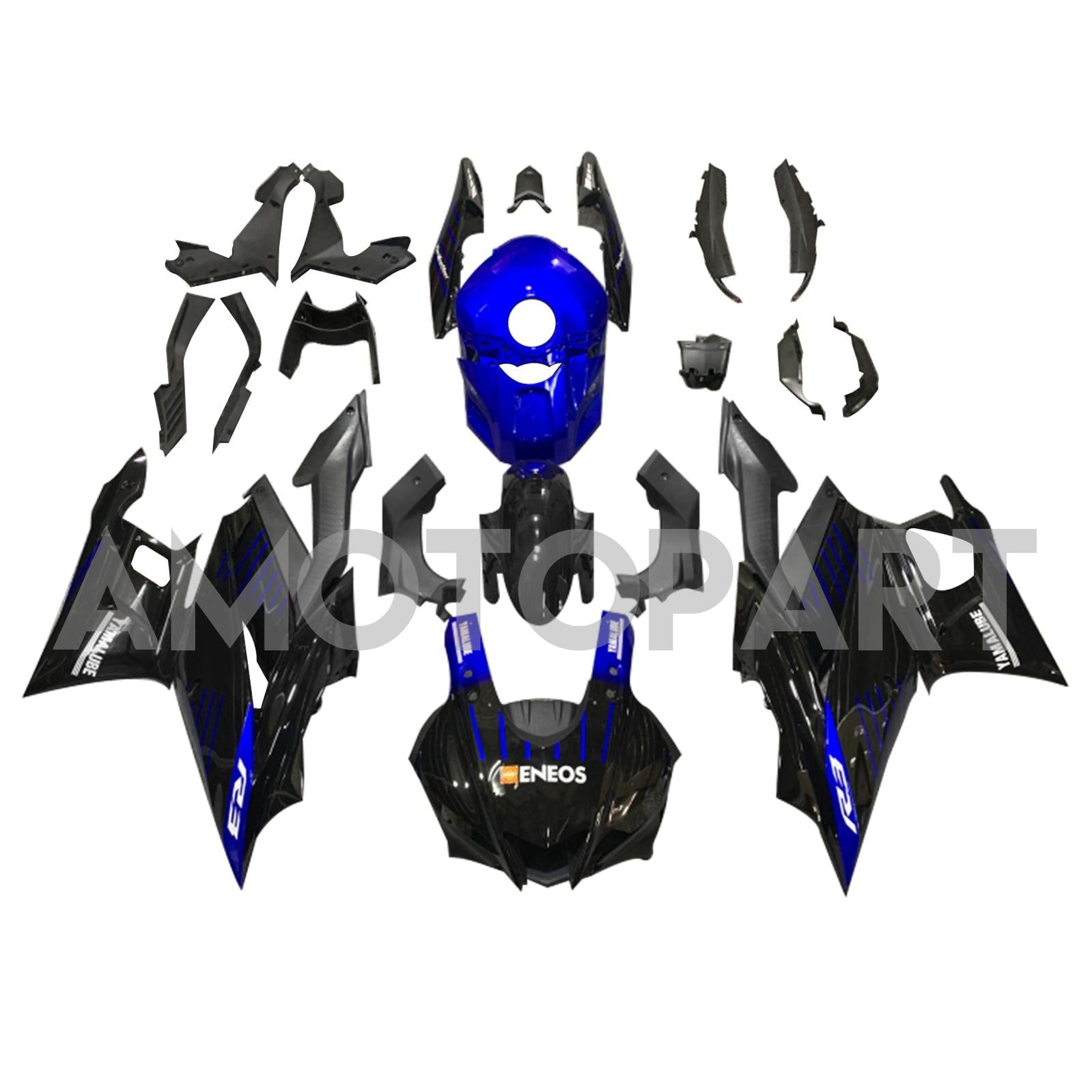 Amotopart 2022-2024 Yamaha YZF-R3 R25 Black & Blue Fairing Kit