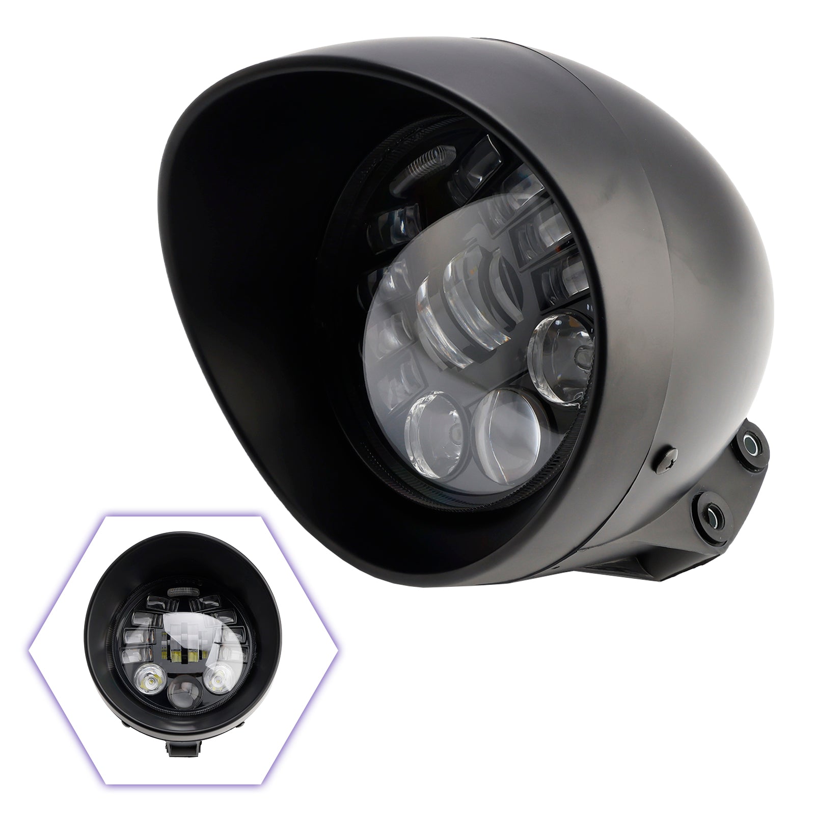 Motorcycle Chrome 5.75" Headlight Lamp Spotlight Universal Multifunctional