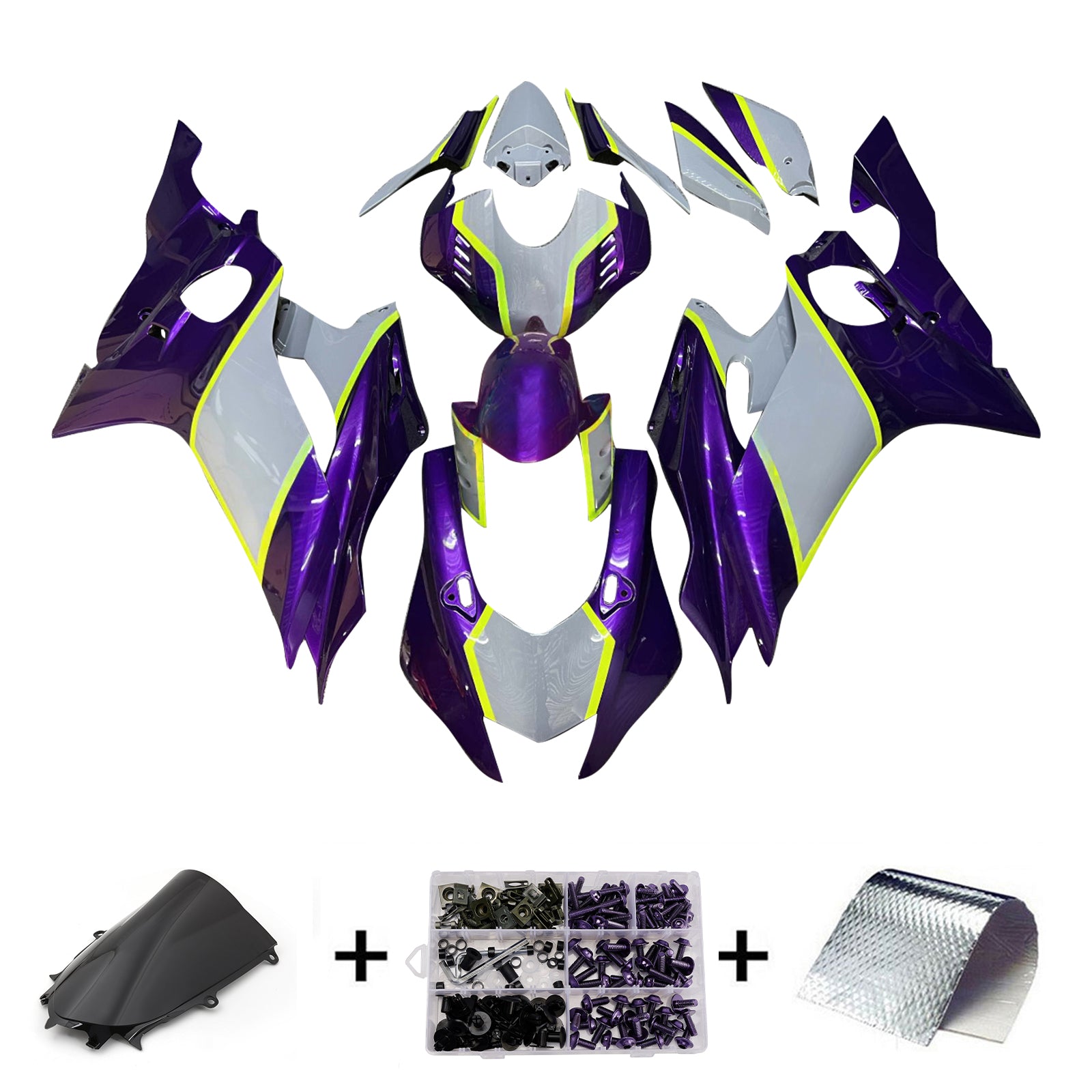 Amotopart 2017-2023 Yamaha YZF-R6 Grey Purple Fairing Kit