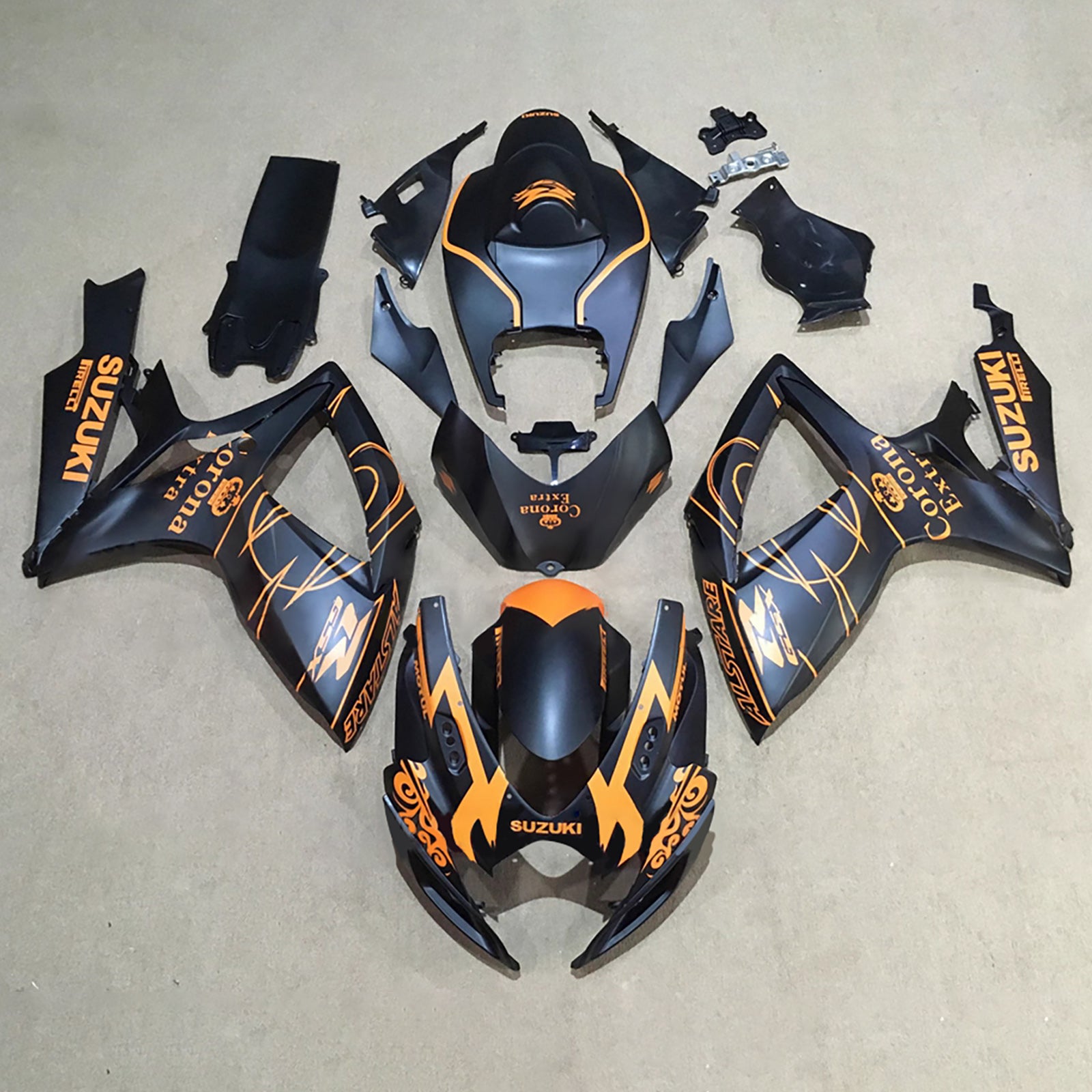 Amotopart 2006-2007 Suzuki GSXR 600/750 Black Orange Fairing Kit