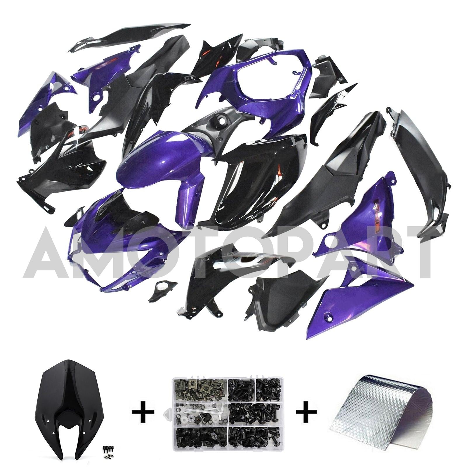 Amotopart 2013-2018 Kawasaki Z800 Black Purple Fairing Kit