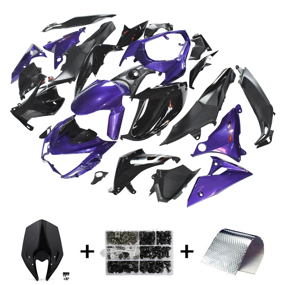 Amotopart 2013-2018 Kawasaki Z800 Black Purple Fairing Kit