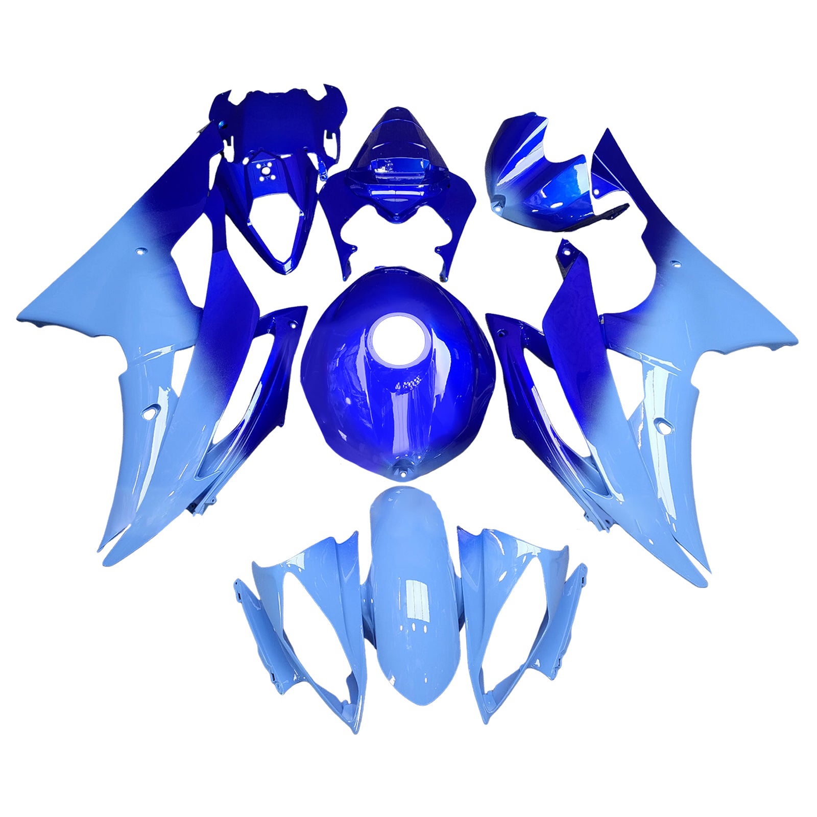Amotopart 2008-2016 Yamaha YZF-R6 Blue Light Blue Fairing Kit