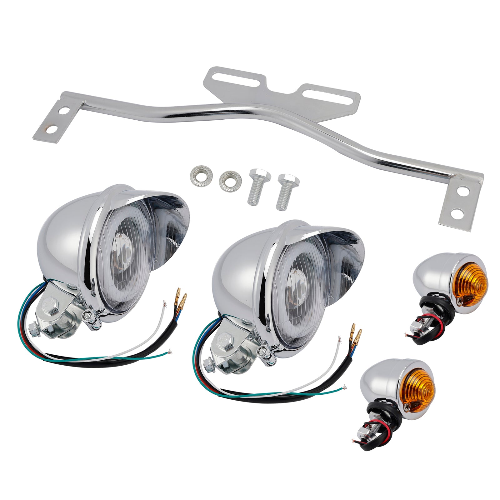 Motorcycle Scooter Motorcycle Spotlight Headlight Fog Beam Chrome #D22