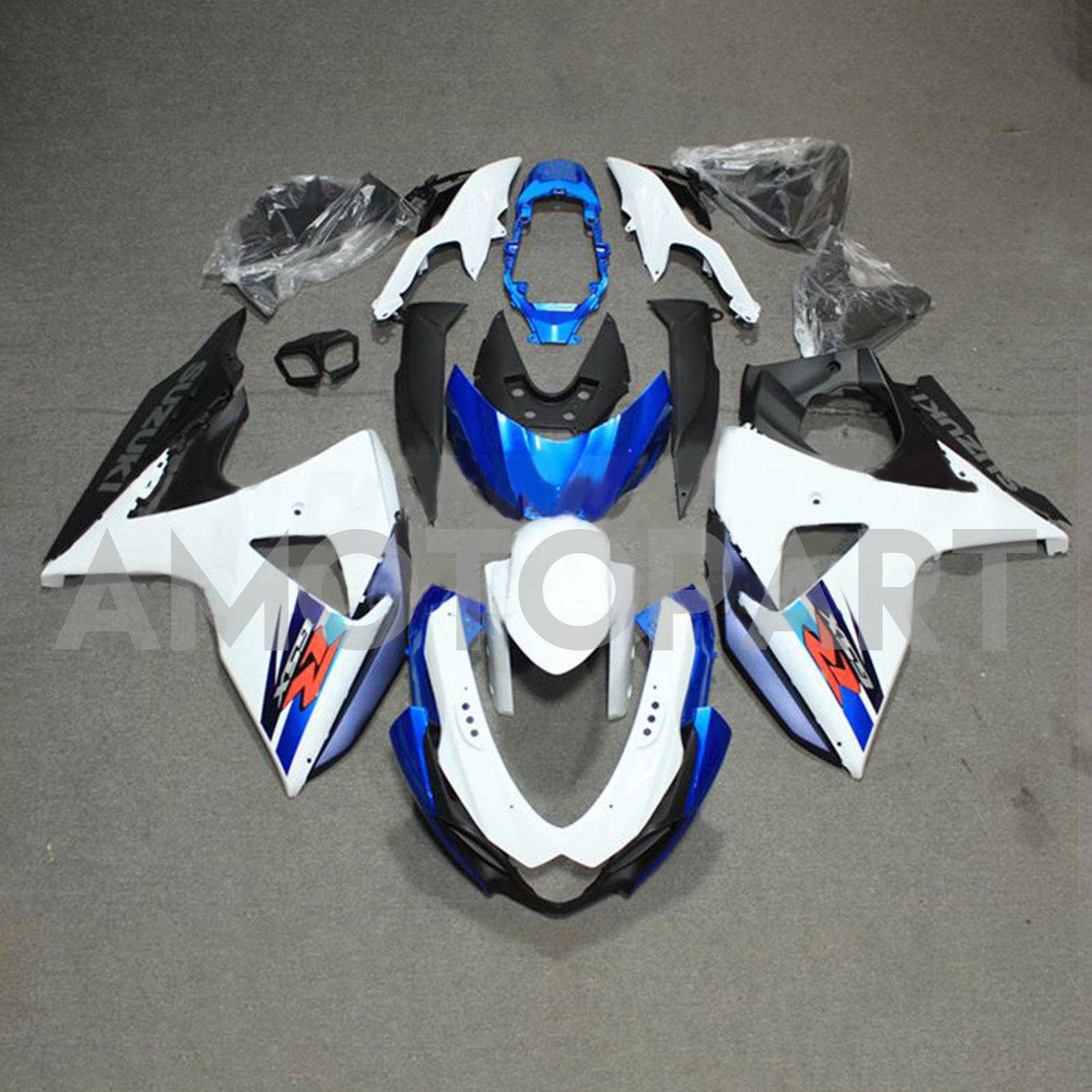 Amotopart 2009-2016 K9 GSXR1000 Suzuki Blue & White Style1 Kit de carenagem