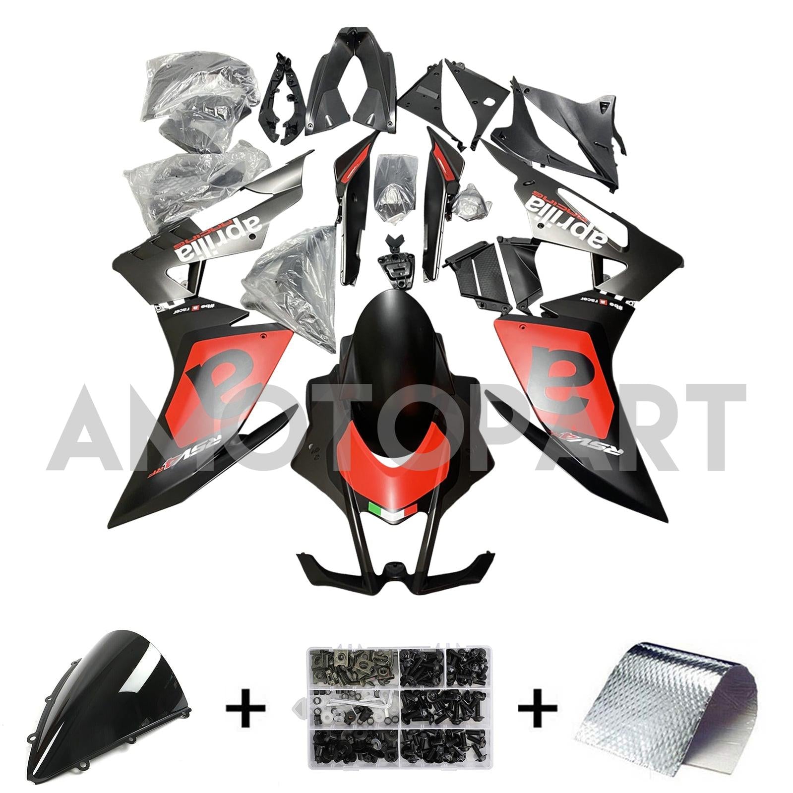 Amotopart Aprilia 2016-2020 RSV4 1000 Red&Black Style2 Fairing Kit