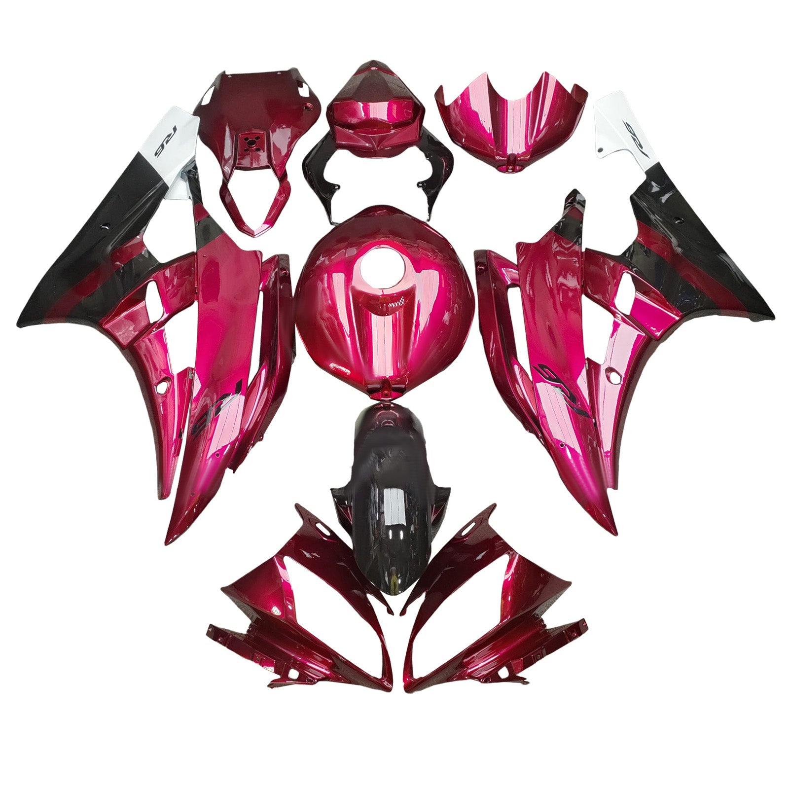 Amotopart 2006-2007 Yamaha YZF-R6 Red & Black Fairing Kit