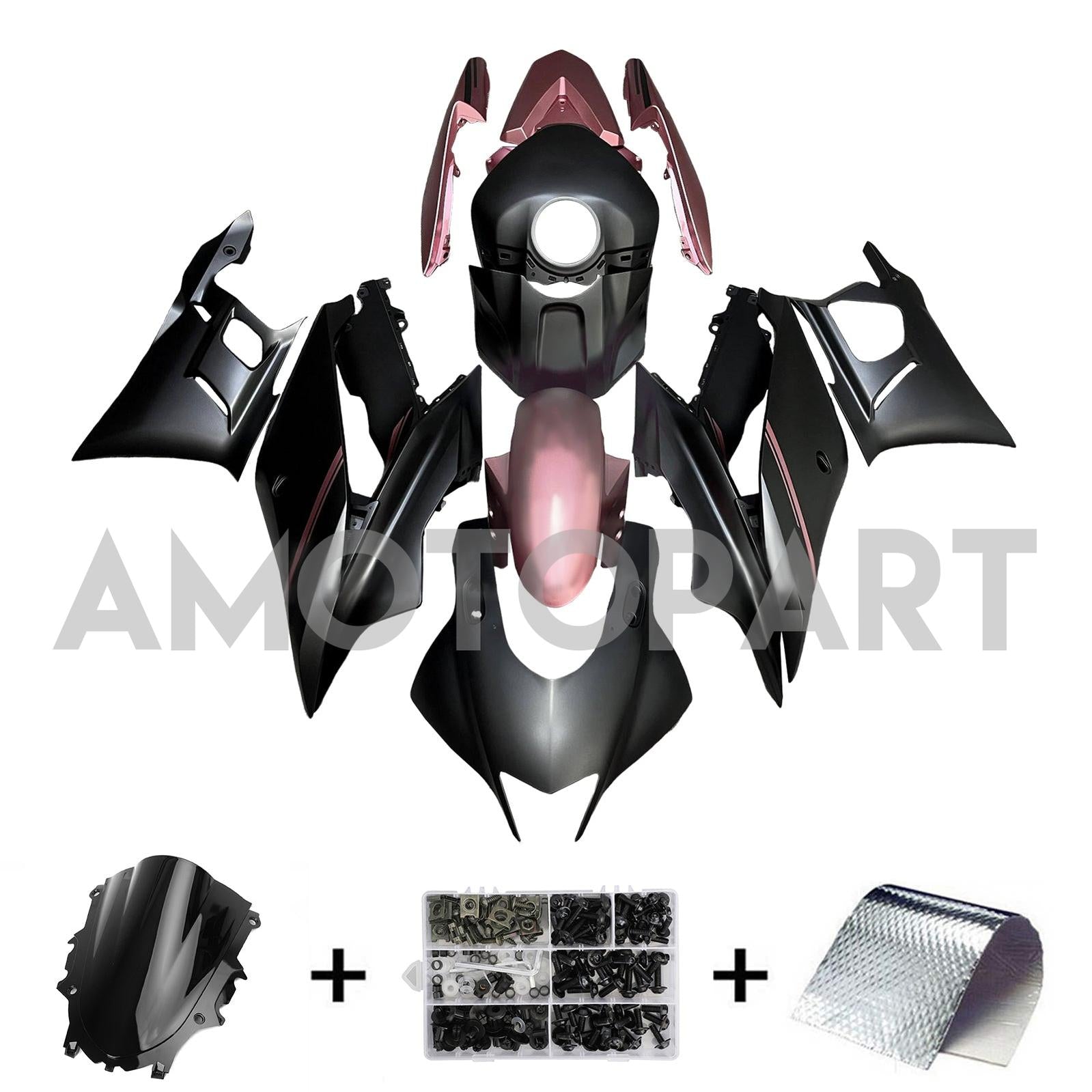 Amotopart 2022-2024 Yamaha YZF R3 R25 Matte black Fairing Kit