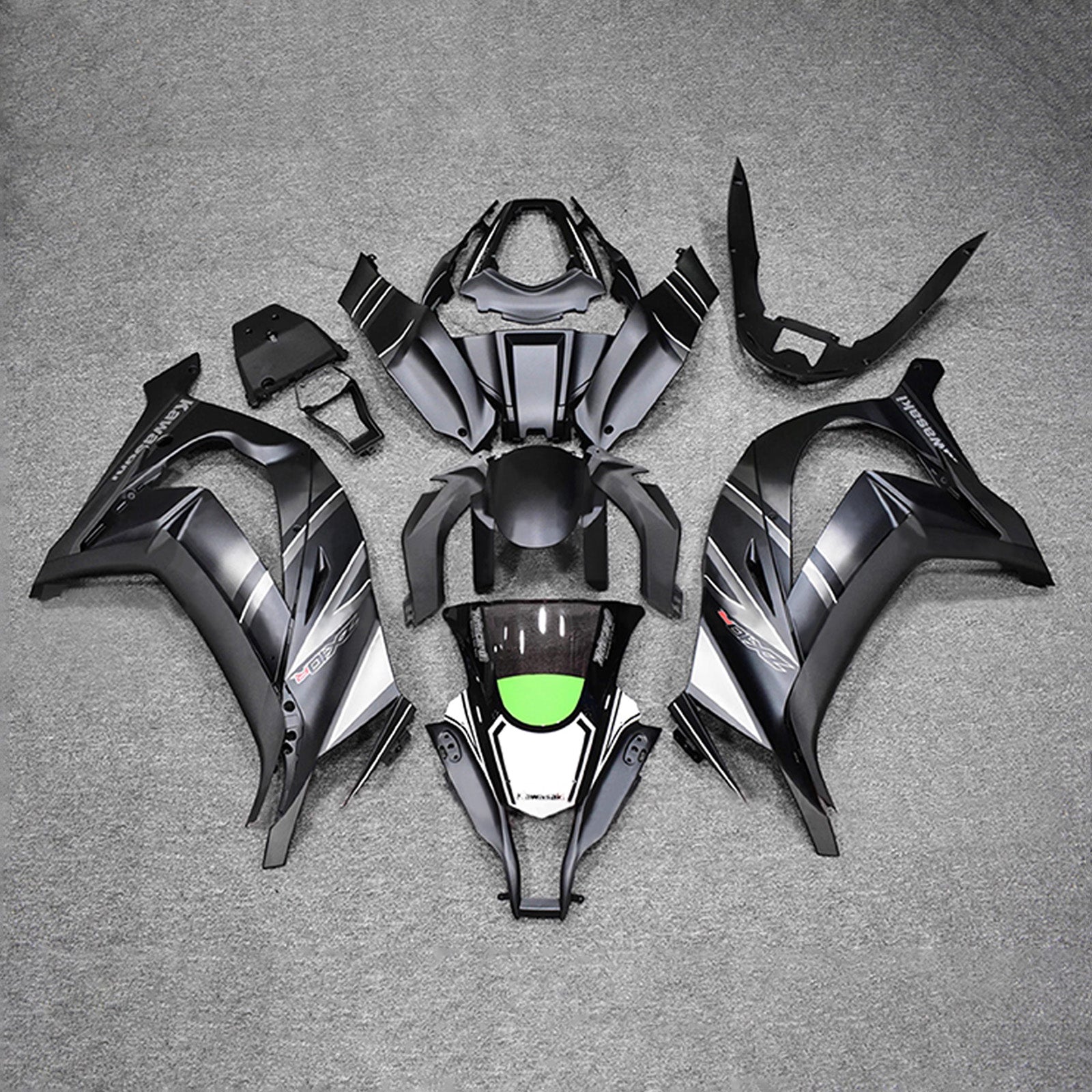 Amotopart 2011-2015 Kawasaki ZX10R Black White Fairing Kit