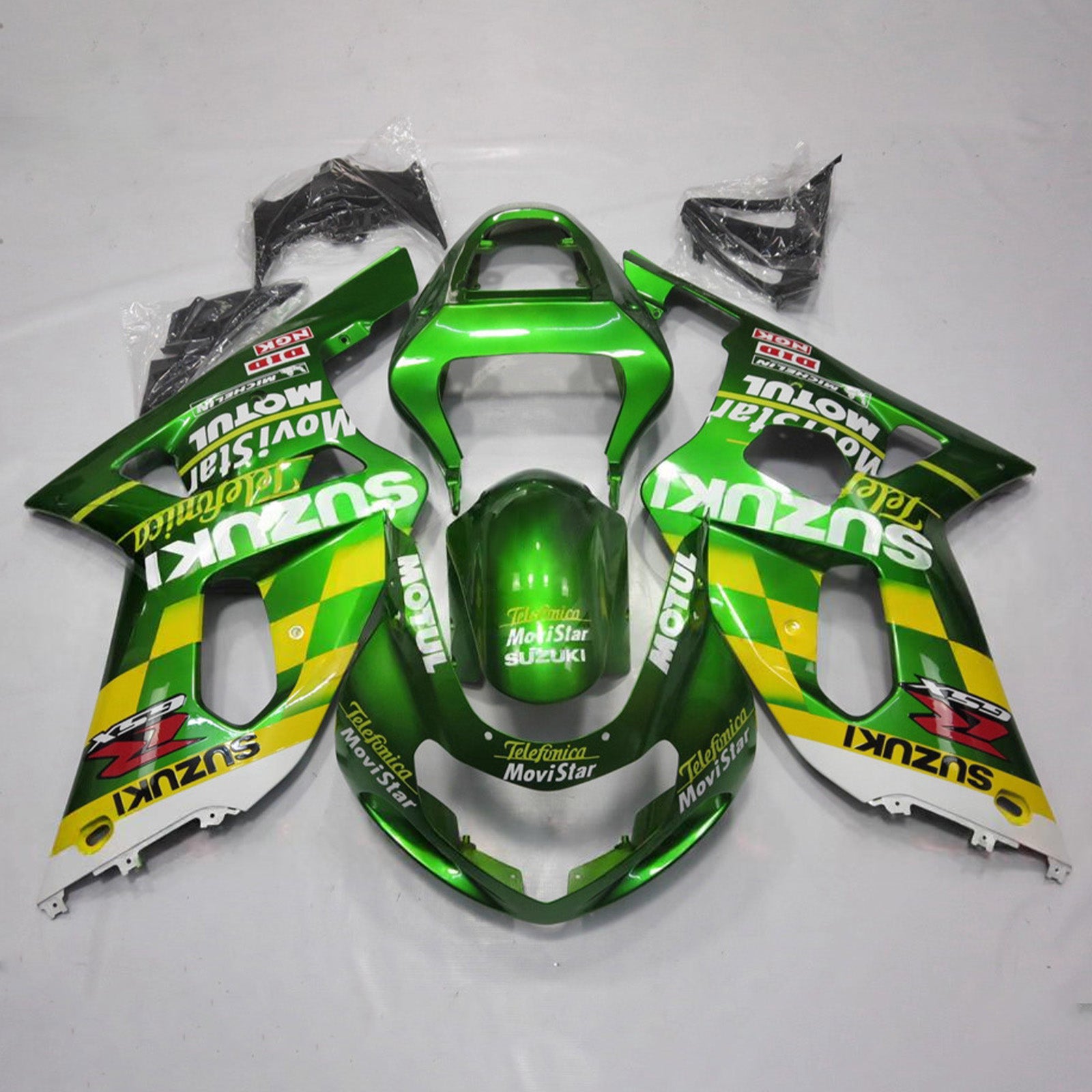 Amotopart Suzuki 2001-2003 GSXR 600 2000-2003 GSXR 750 Green Yellow Fairing Kit