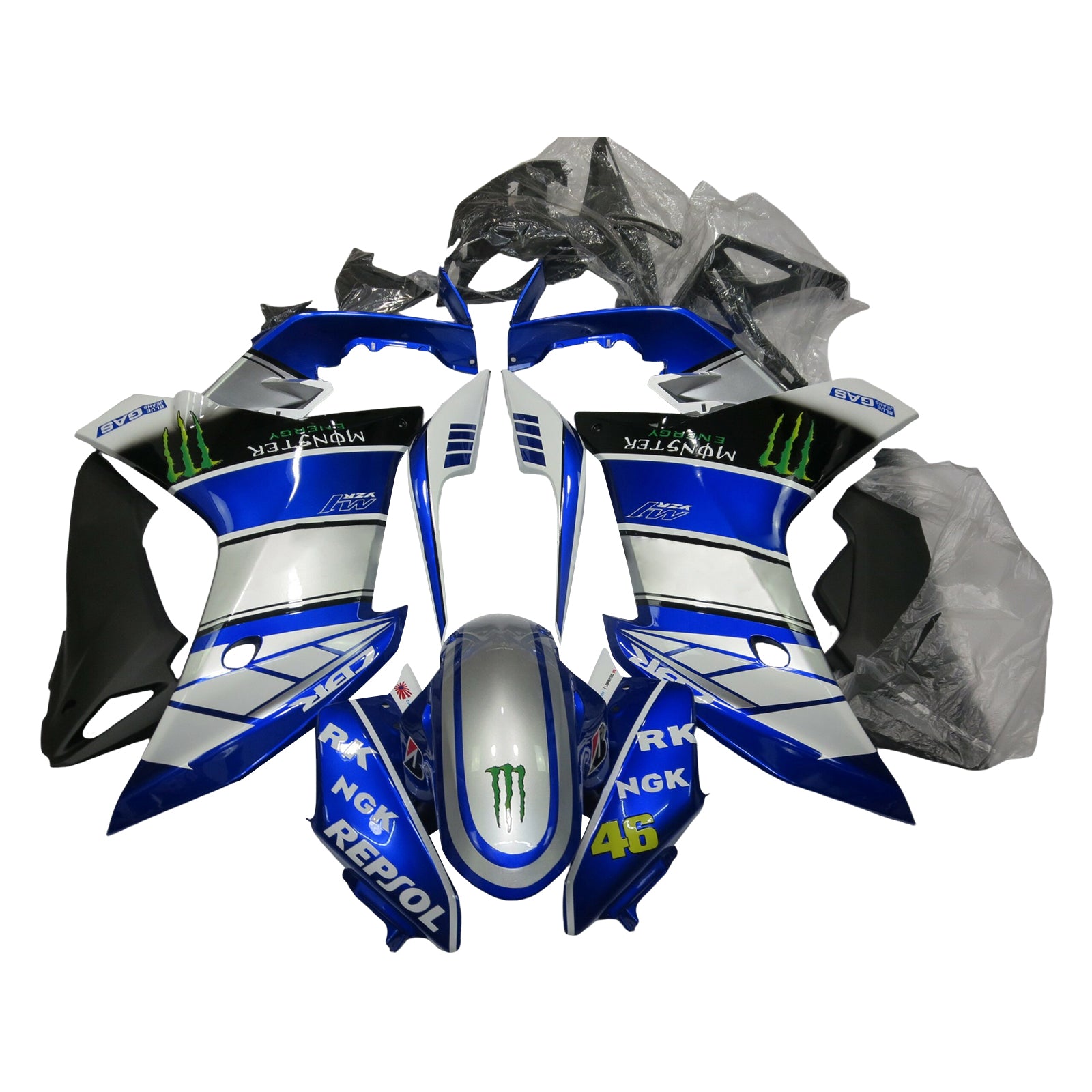 Amotopart 2011-2013 Honda CBR600F Sliver Blue Black Fairing Kit