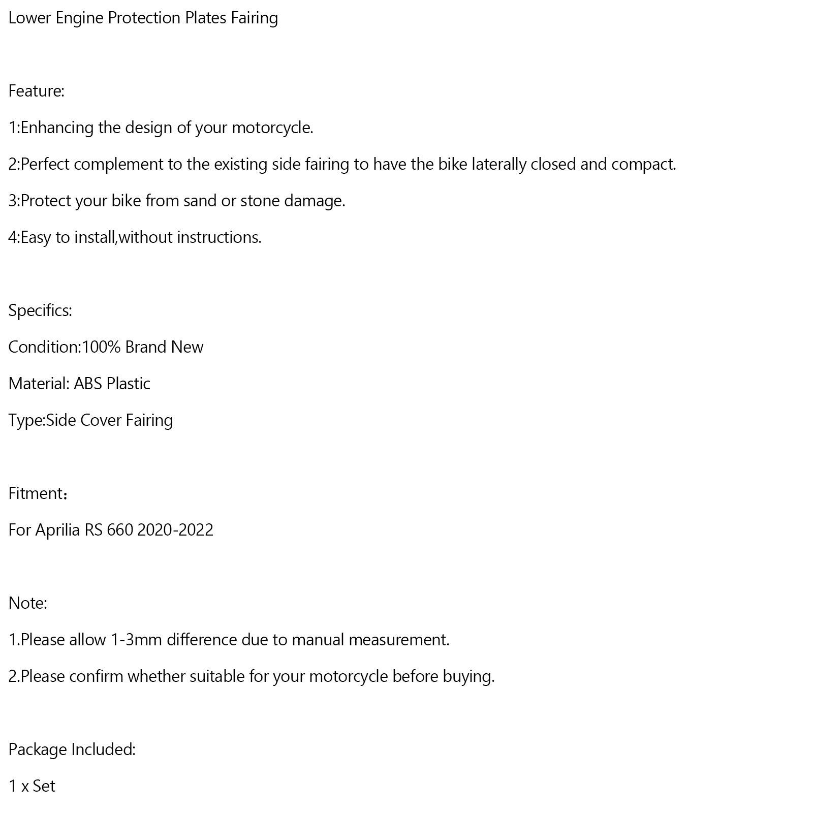 Carbon Engine Lower Belly Pan Panels Guard Fairing for Aprilia RS 660 2020-2024