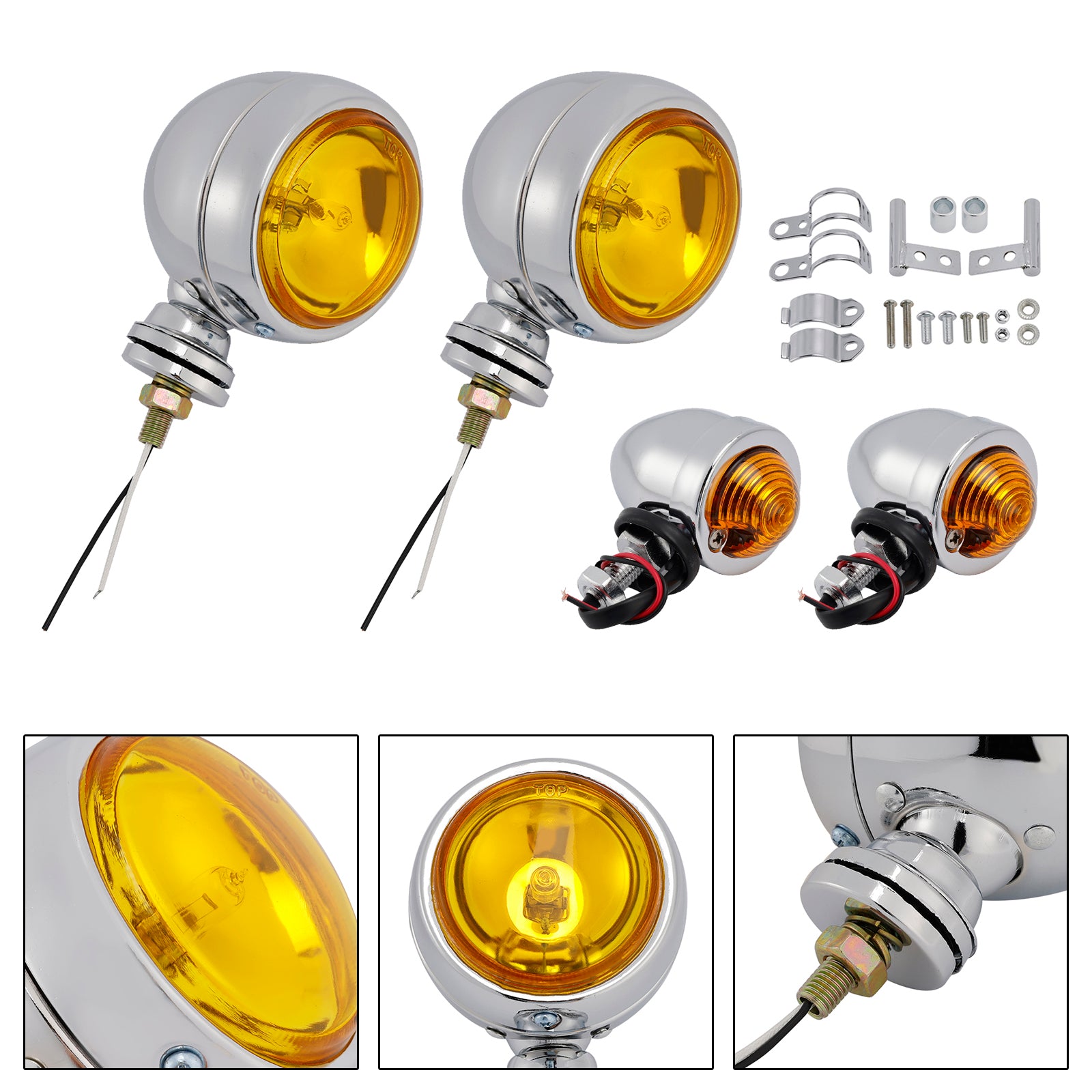 Motorcycle Headlight Lamp Spotlight Universal Coler Switch Chrome #D20