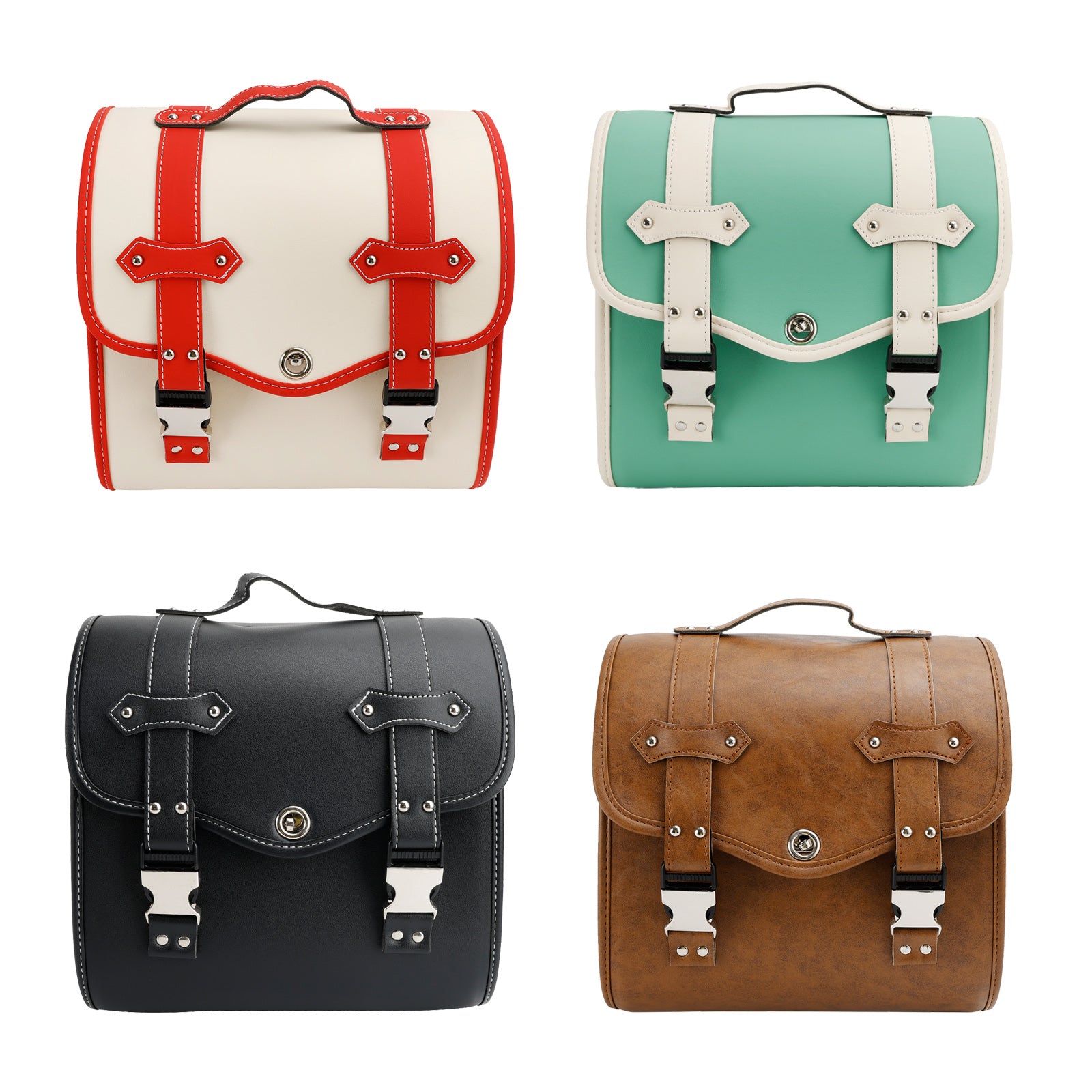 Saddlebag Side Storage Tool Bag Universal Quick Release Pu Motorcykel Brun