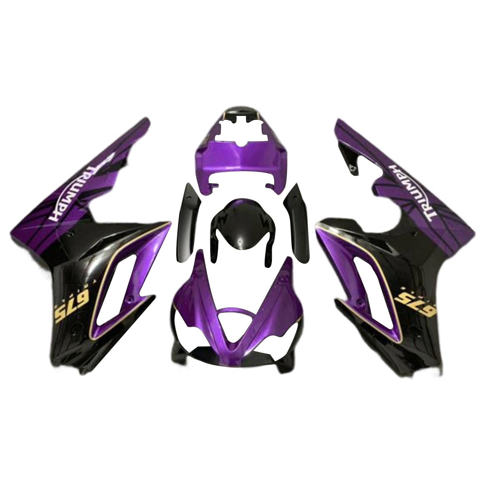 Amotopart 2009-2012 Triumph Daytona 675 Black&Purple Style3 Fairing Kit