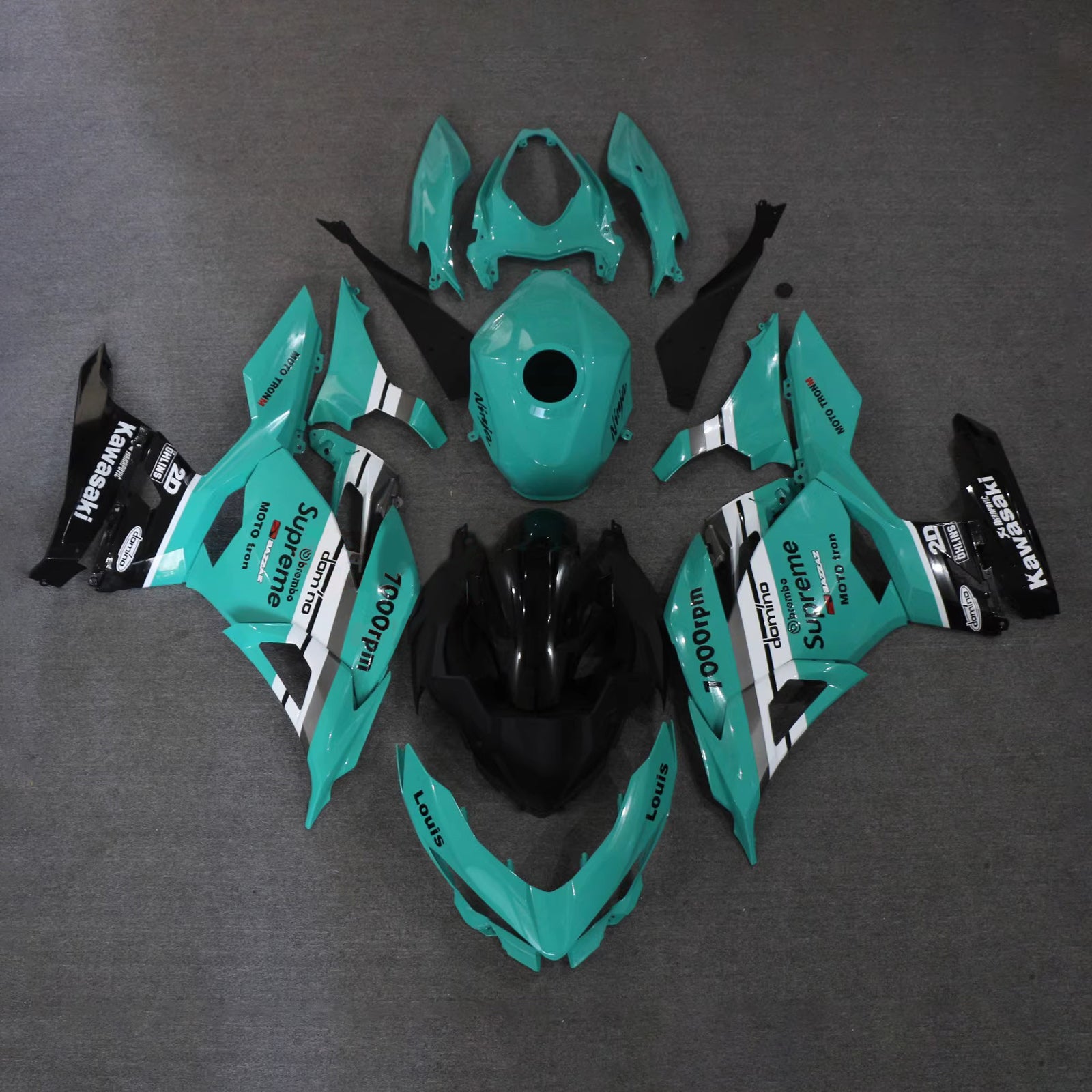 Amotopart 2018-2024 Kawasaki EX400/Ninja400 Green Black White Fairing Kit