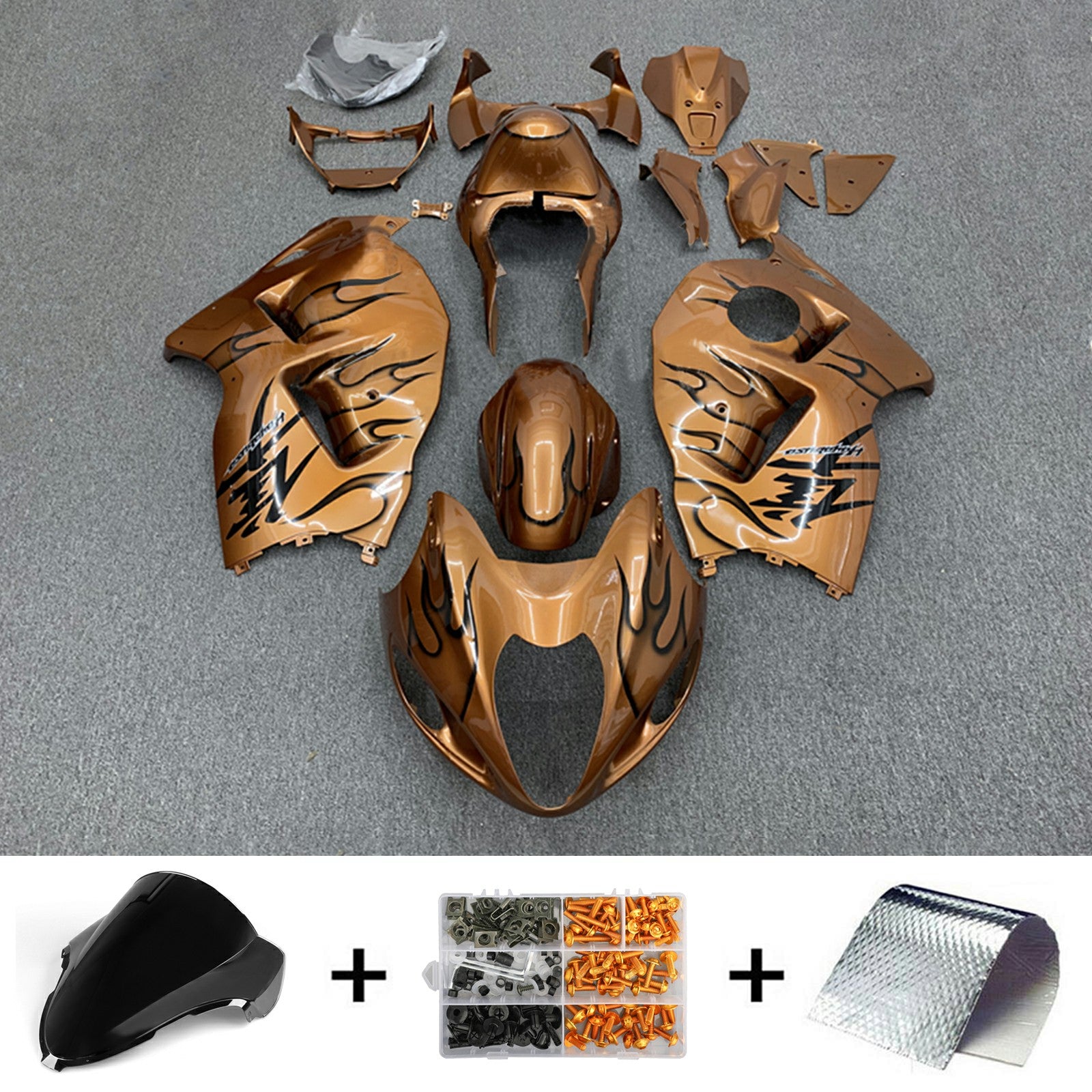 Amotopart 1999-2007 Suzuki Hayabusa GSX1300R Kit de carénage brun brillant