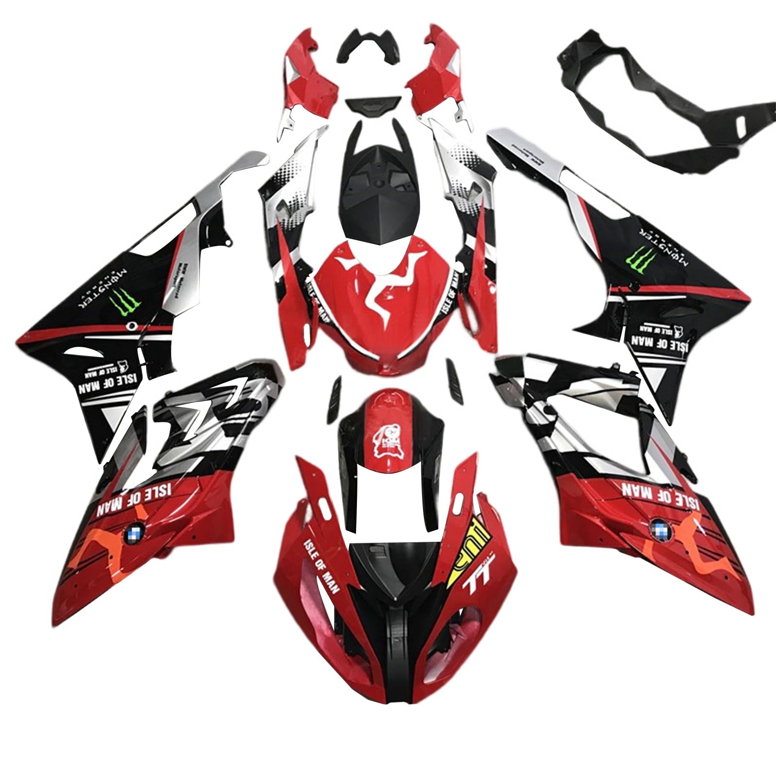 Amotopart BMW S1000RR 2017-2018 Noir&Kit de carénage rouge Style5