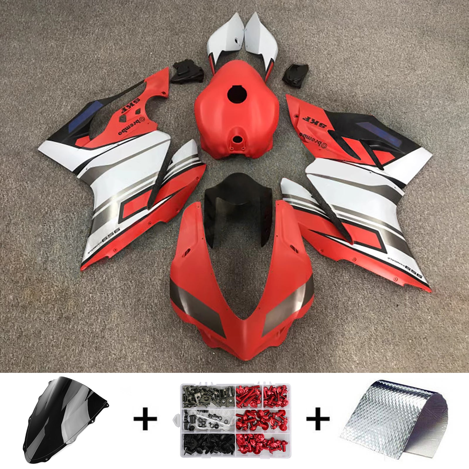 Amotopart 2015-2020 Ducati 959 Matte Red White Fairing Kit