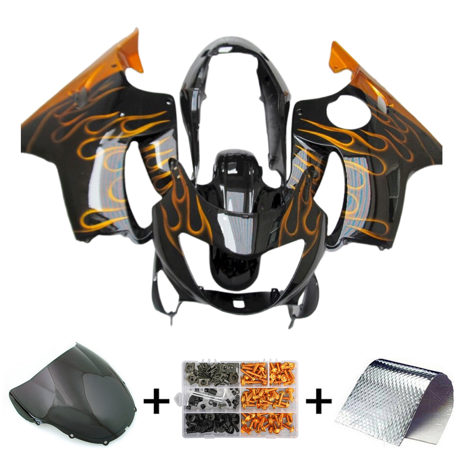Amotopart 1999-2000 Honda CBR600F4 Black Gold Fairing Kit