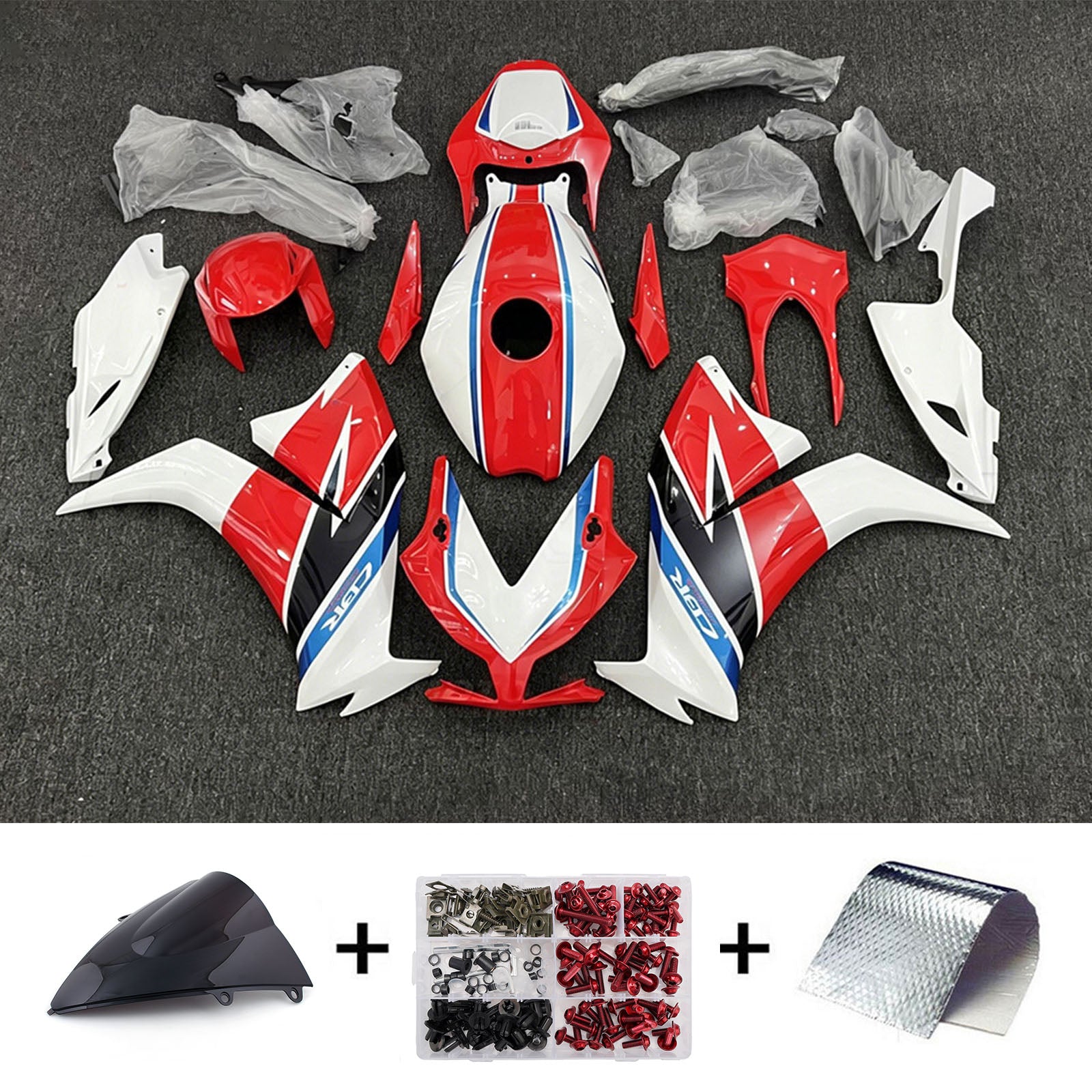 Amotopart 2012-2016 Honda CBR1000RR White/Red Fairing Kit