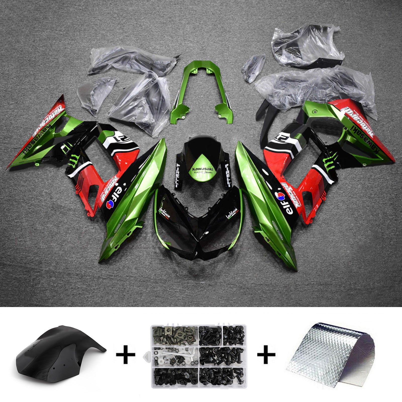Amotopart 2010-2015 Kawasaki Z1000SX Green Red Black Fairing Kit
