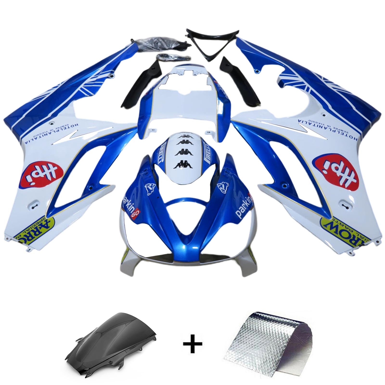 Amotopart 2009-2012 Triumph Daytona 675 Kit de carenagem Branco e Azul