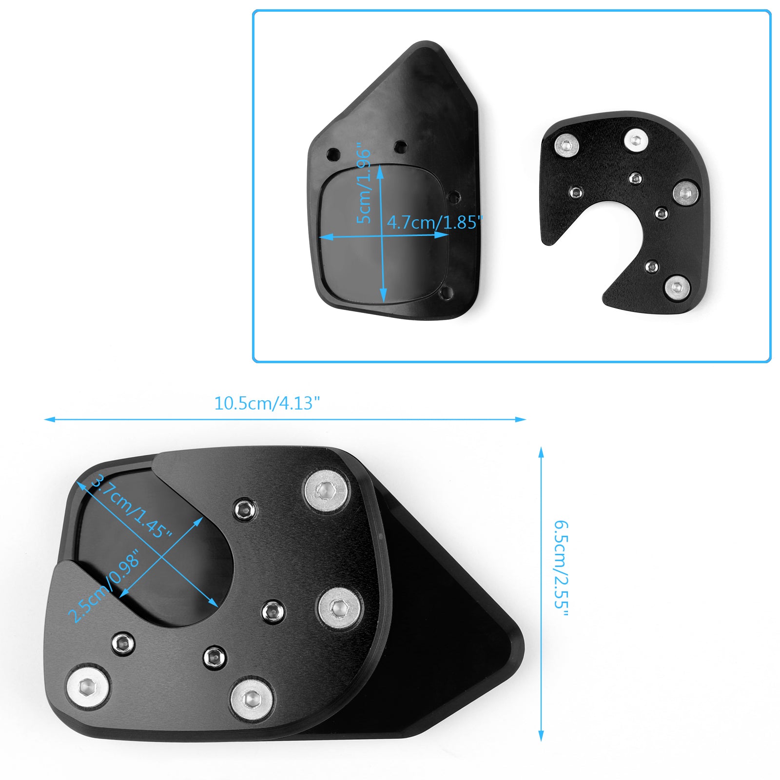 17-18 Honda X-ADV 750 Soporte lateral Ampliar placa de extensión Negro