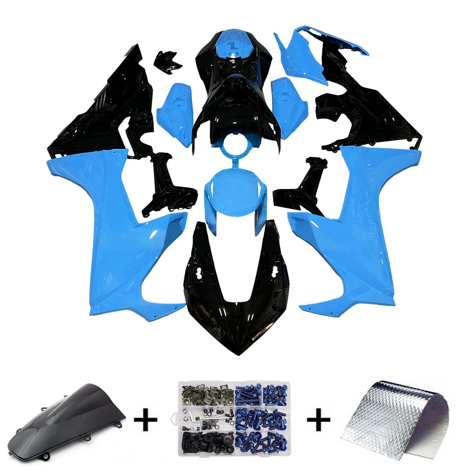 Amotopart 2017-2023 Honda CBR1000rr Kit de carénage noir bleu
