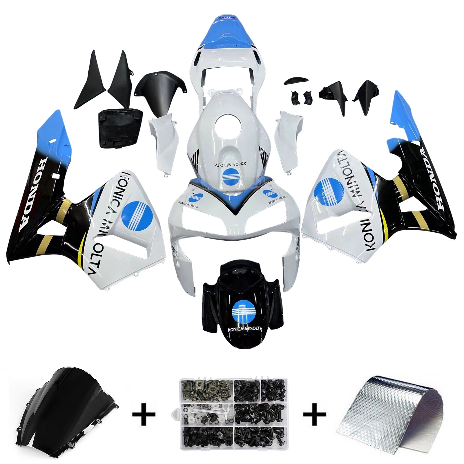Amotopart 2003-2004 Honda CBR600RR White Black Blue Fairing Kit