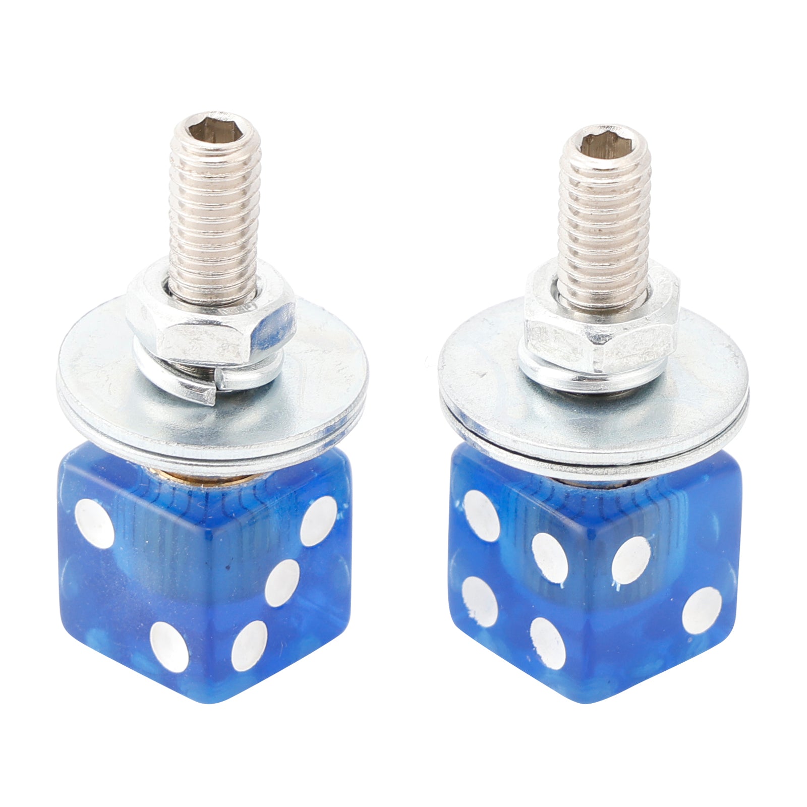 X2 M6 Plastic Custom Head Dice License Plate Frame Screws Bolts Hardware Blue