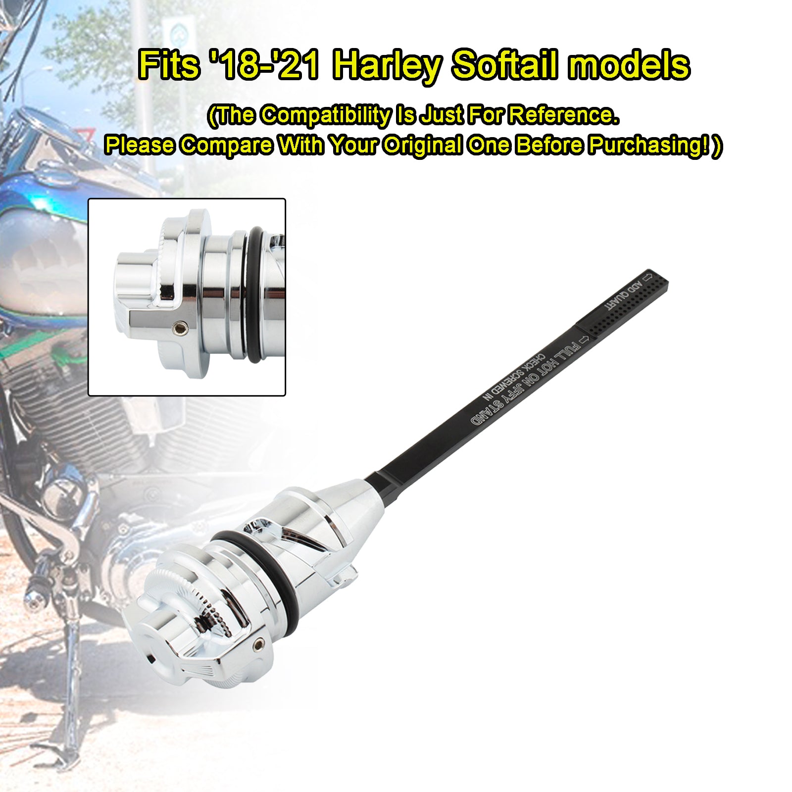 Harley Oil Dipstick Tank Cap Plug til Softail Breakout Standard Heritage Classic