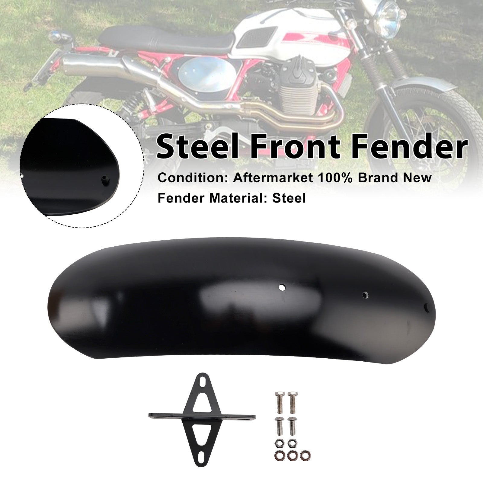 10-16 Parafango anteriore in acciaio speciale MOTO GUZZI V7 II Stone Classic
