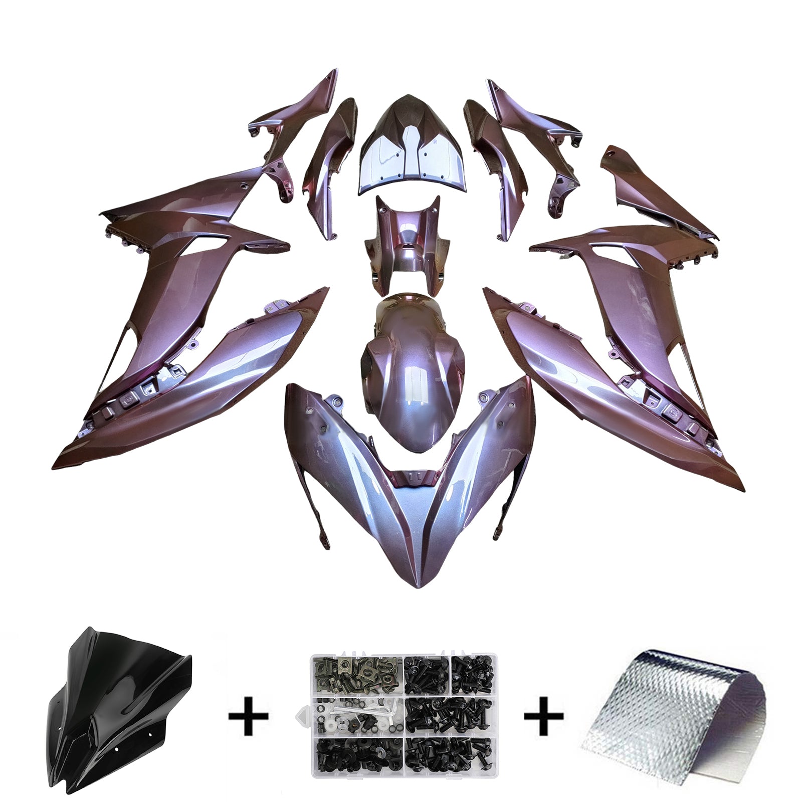 Amotopart 2017-2019 Kawasaki Ninja 650R ER6F Purple Pink Fairing Kit
