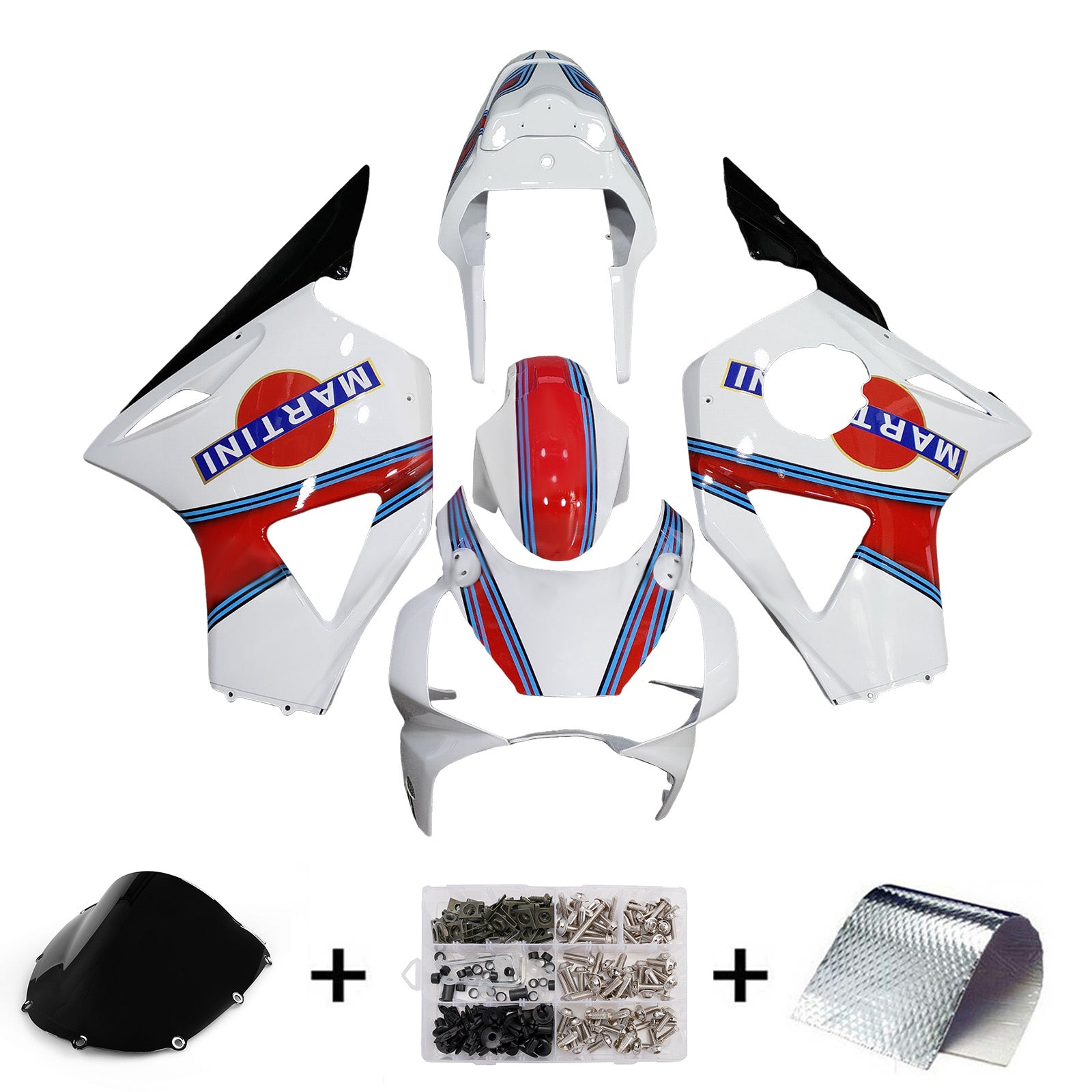 Amotopart 2002-2003 Honda CBR954 White Blue Line Red Fairing Kit