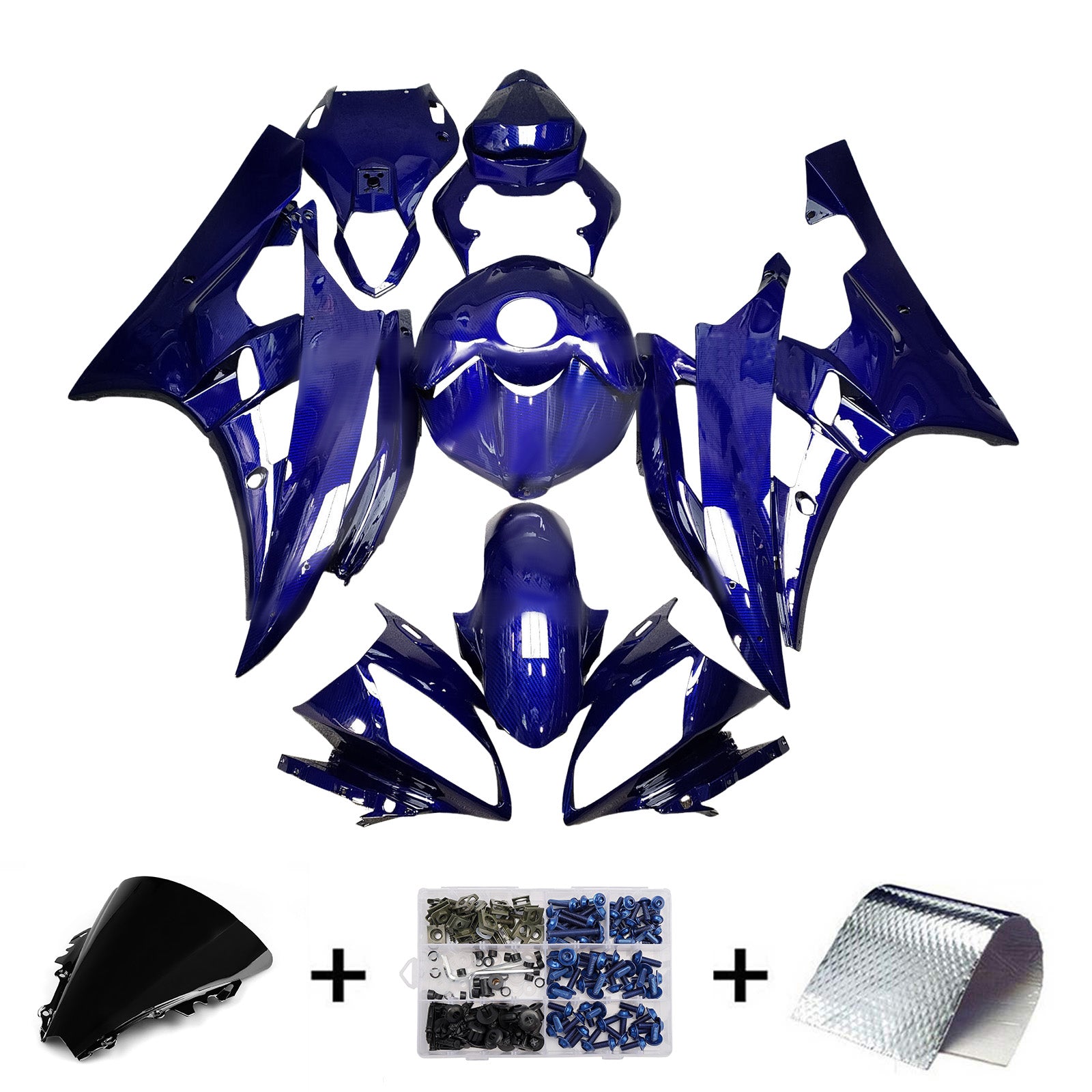 Amotopart 2006-2007 Yamaha YZF-R6 Blue Carbon Fiber Pattern
Fairing Kit